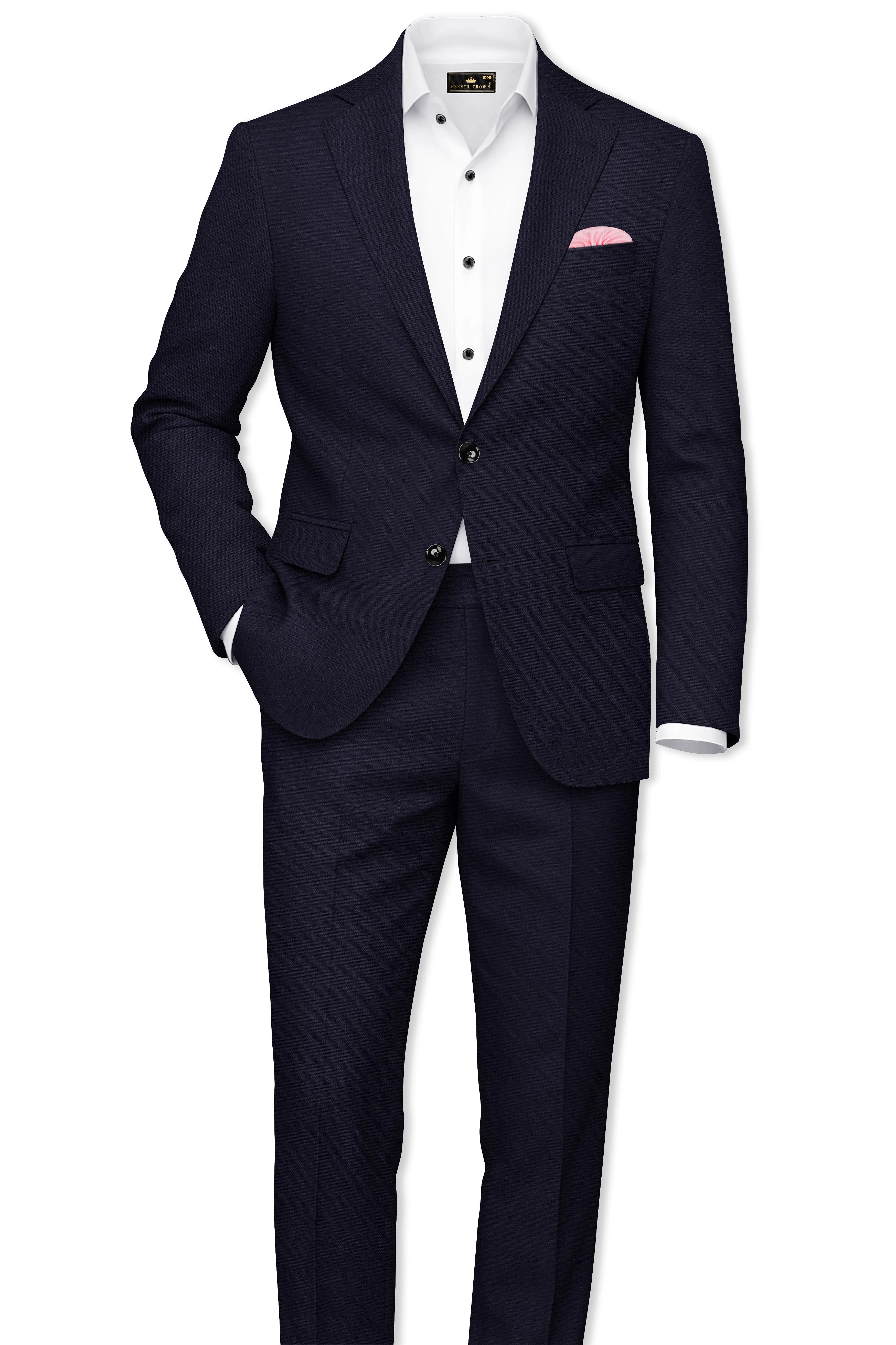 Monarch-Vulcan Blue Diamond Textured Wool Rich Slight Stretch Single Breasted Suit sold by French Crown product image thumbnail 4