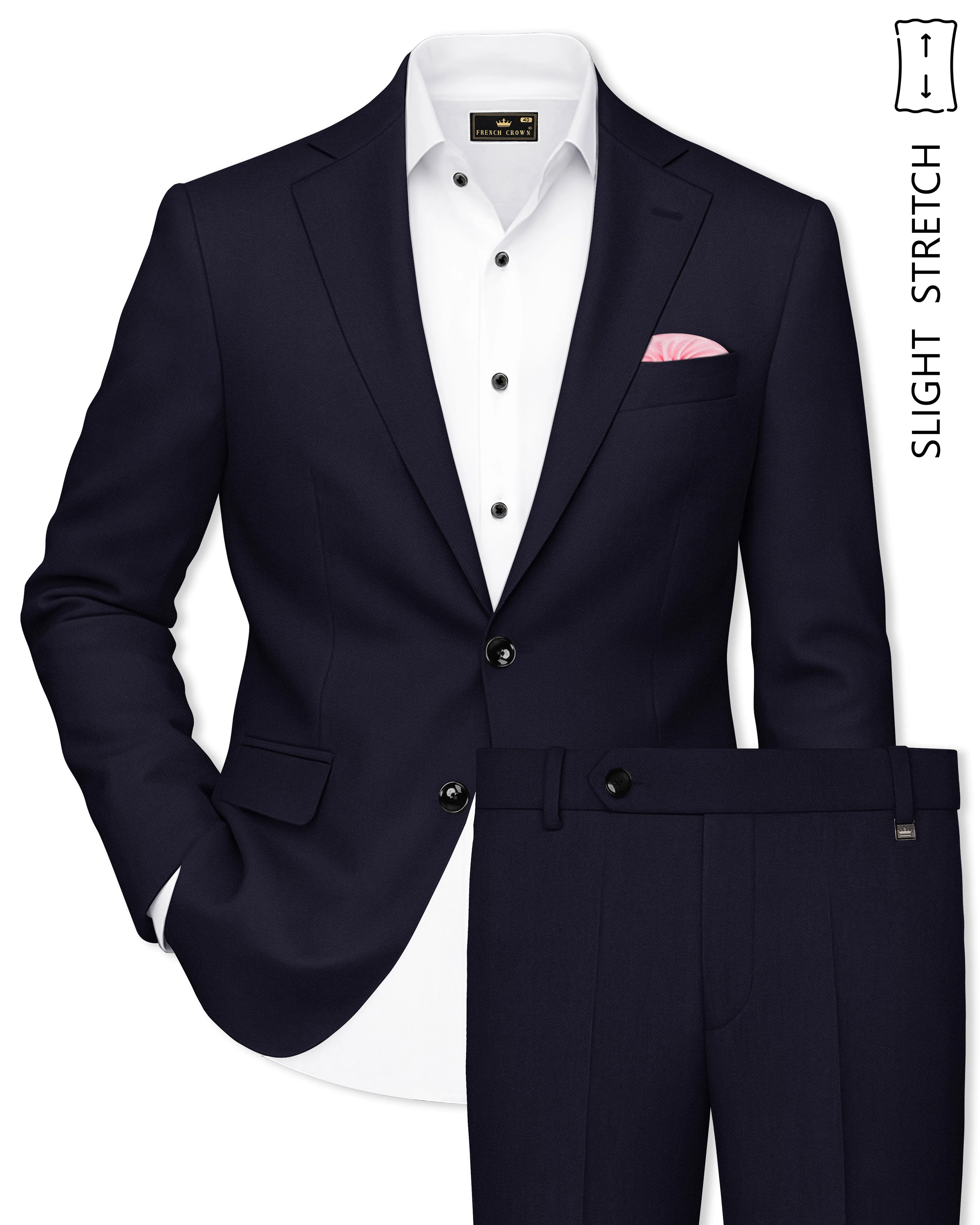 Monarch-Vulcan Blue Diamond Textured Wool Rich Slight Stretch Single Breasted Suit sold by French Crown