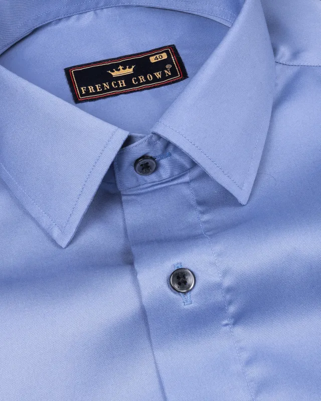 Ship Cove Blue Premium Satin Shirt made by French Crown