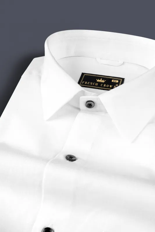 Bright White Luxurious Linen Shirt made by French Crown