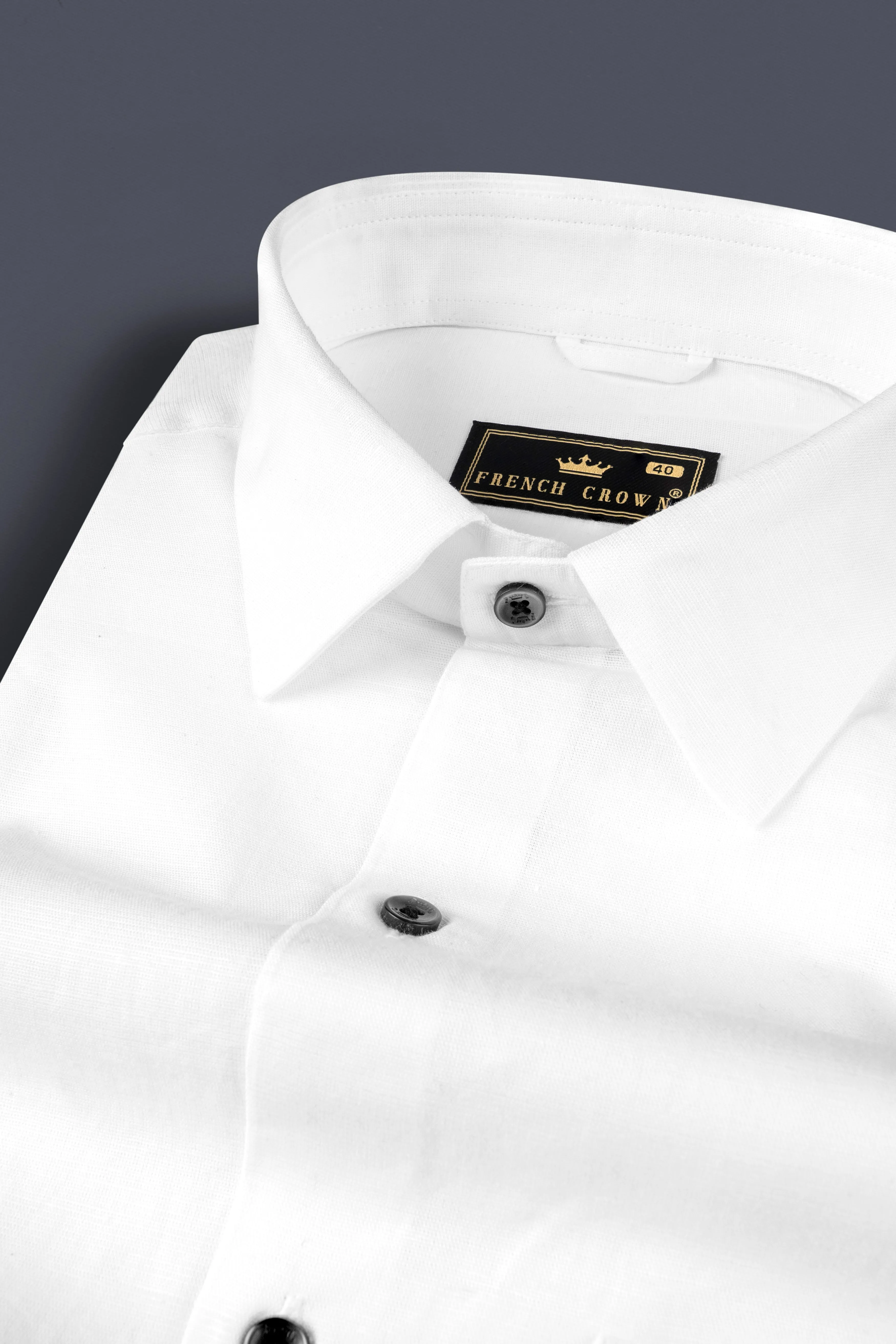 Bright White Luxurious Linen Shirt sold by French Crown