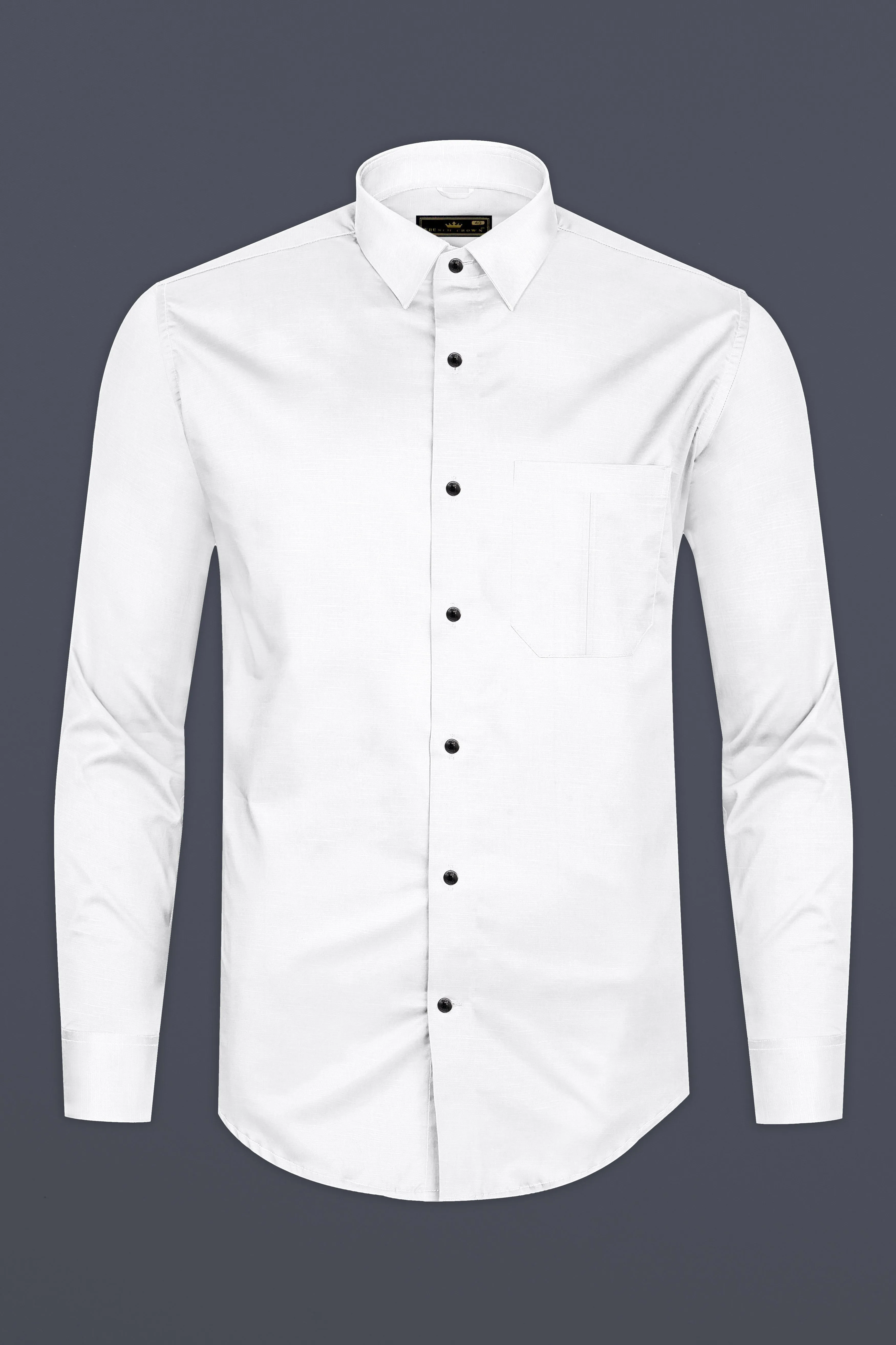 Bright White Luxurious Linen Shirt sold by French Crown product image thumbnail 4