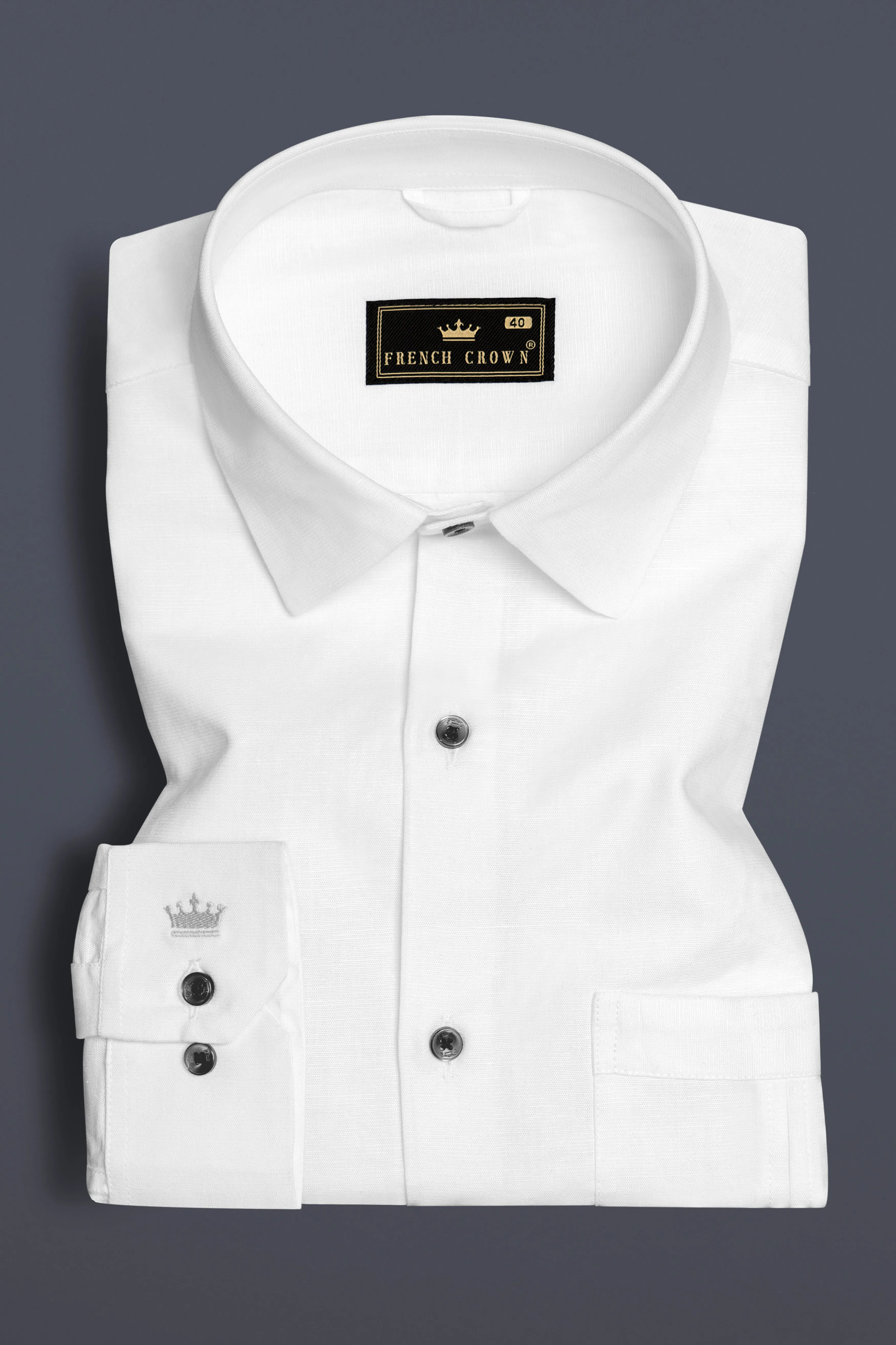 Bright White Luxurious Linen Shirt sold by French Crown product image thumbnail 3