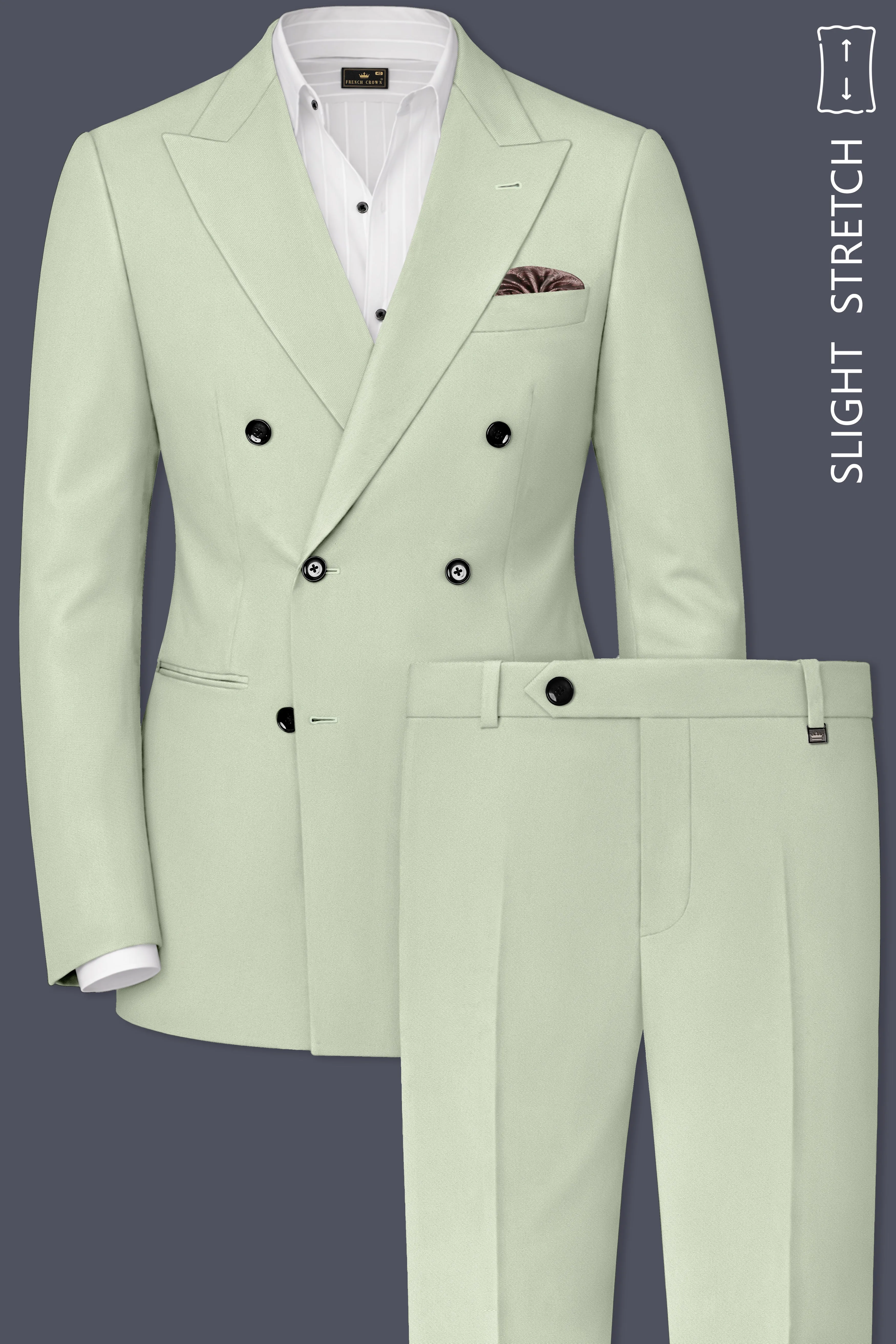 Breeze-Mint Green Slight Stretch Subtle Sheen Poly-Viscose Double Breasted Suit sold by French Crown product image thumbnail 2