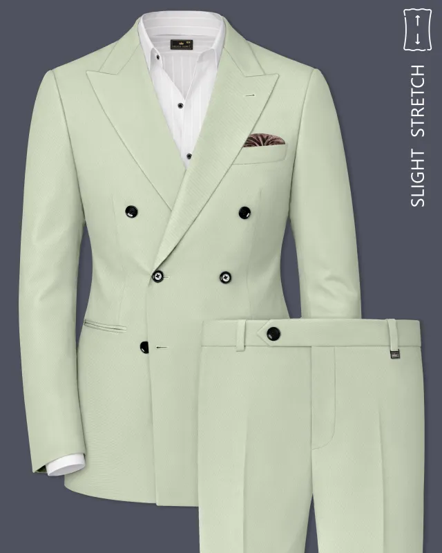 Breeze-Mint Green Slight Stretch Subtle Sheen Poly-Viscose Double Breasted Suit made by French Crown