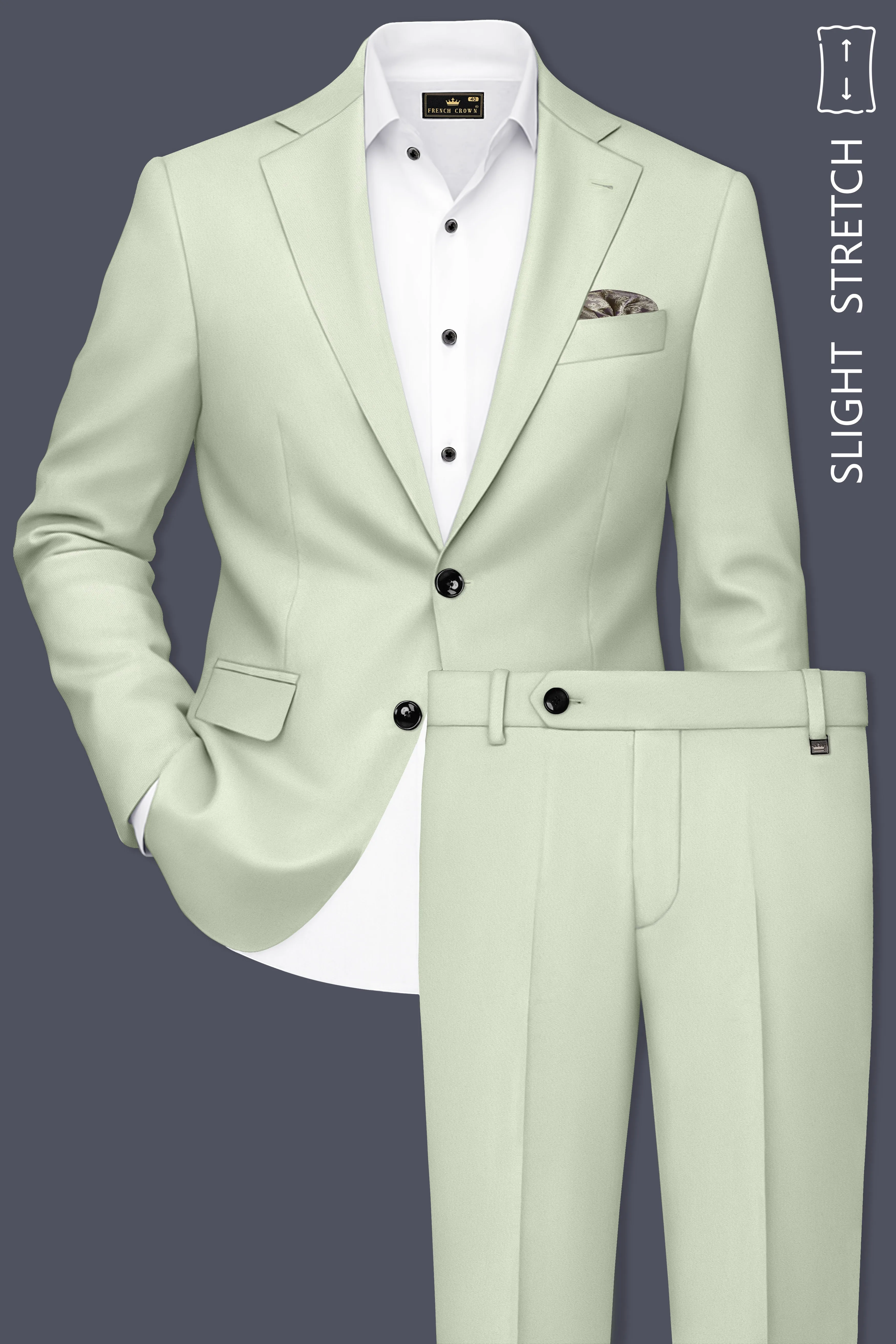 Breeze-Mint Green Slight Stretch Subtle Sheen Poly-Viscose Single Breasted Suit sold by French Crown product image thumbnail 2