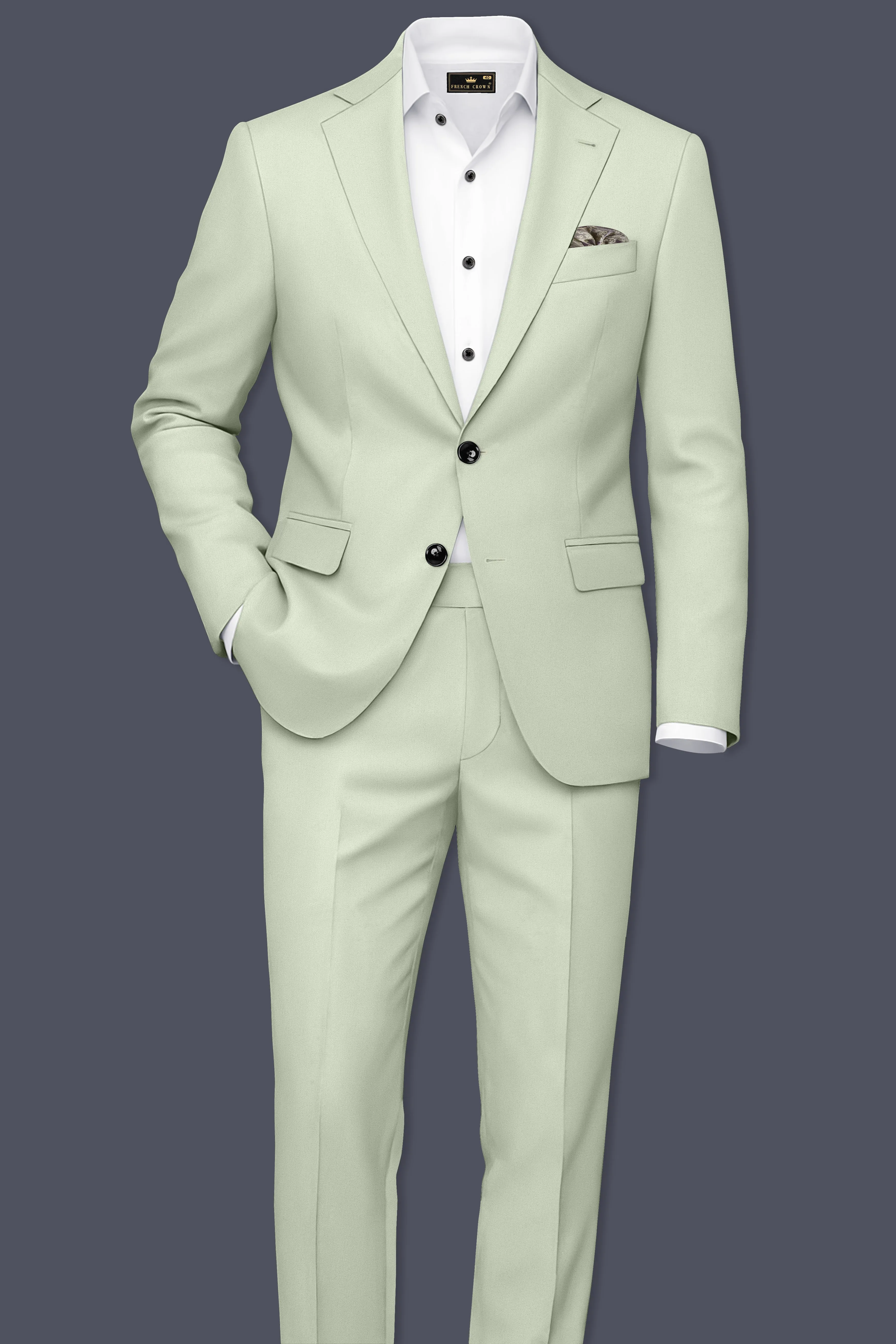 Breeze-Mint Green Slight Stretch Subtle Sheen Poly-Viscose Single Breasted Suit sold by French Crown product image thumbnail 4