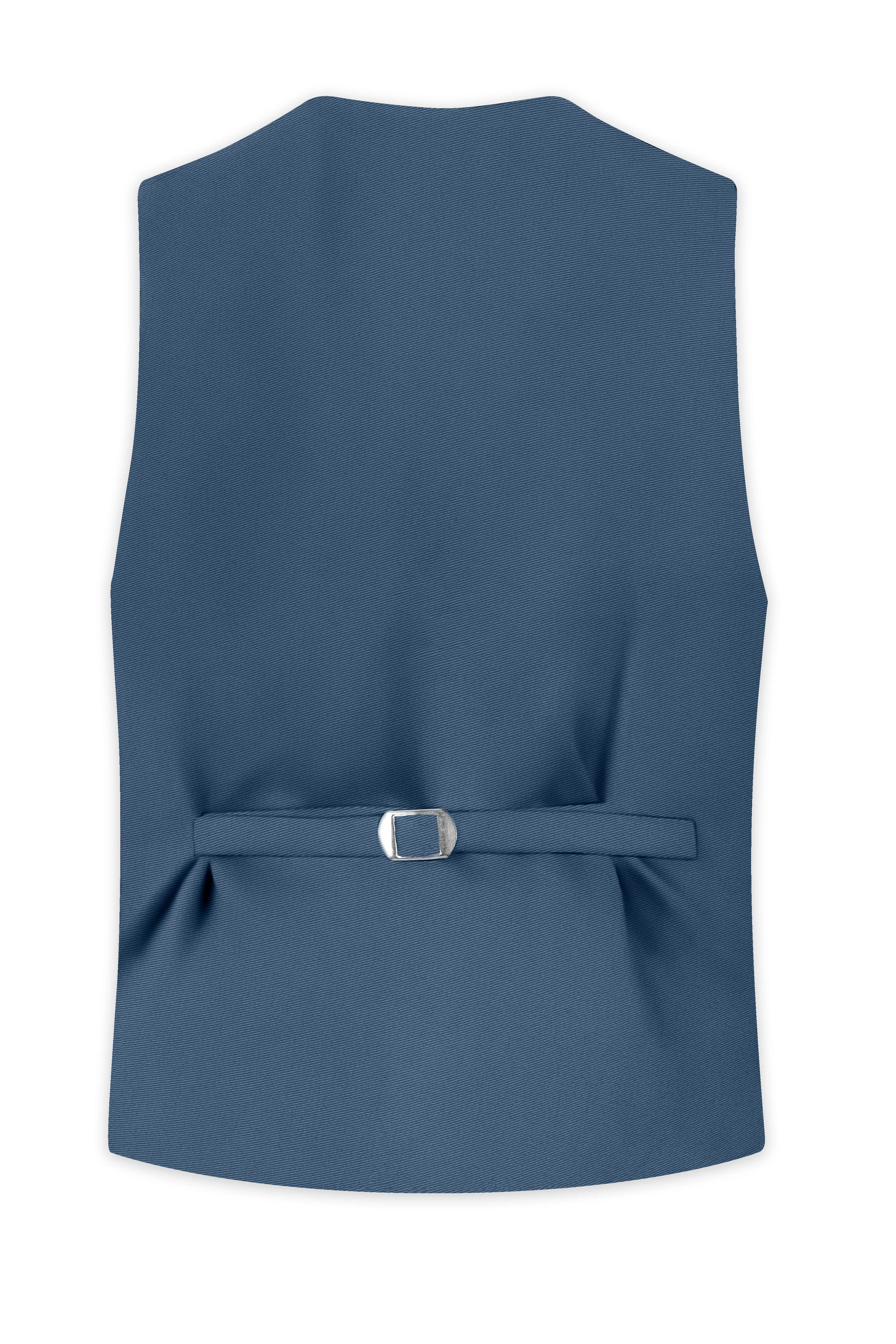 Azure-Nile Blue Slight Stretch Subtle Sheen Poly-Viscose Waistcoat sold by French Crown product image thumbnail 4