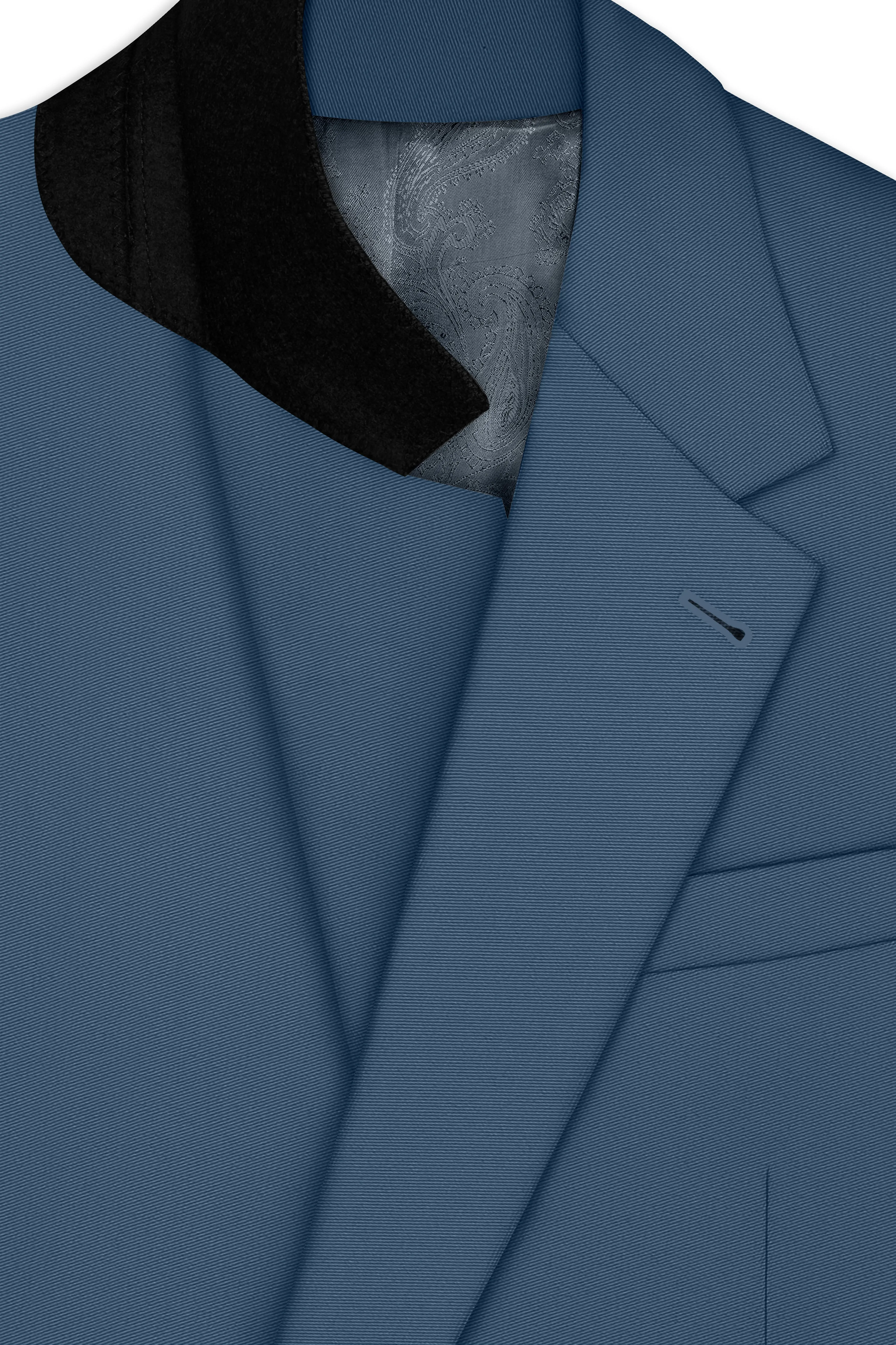 Azure-Nile Blue Slight Stretch Subtle Sheen Poly-Viscose Single Breasted Suit sold by French Crown product image thumbnail 5