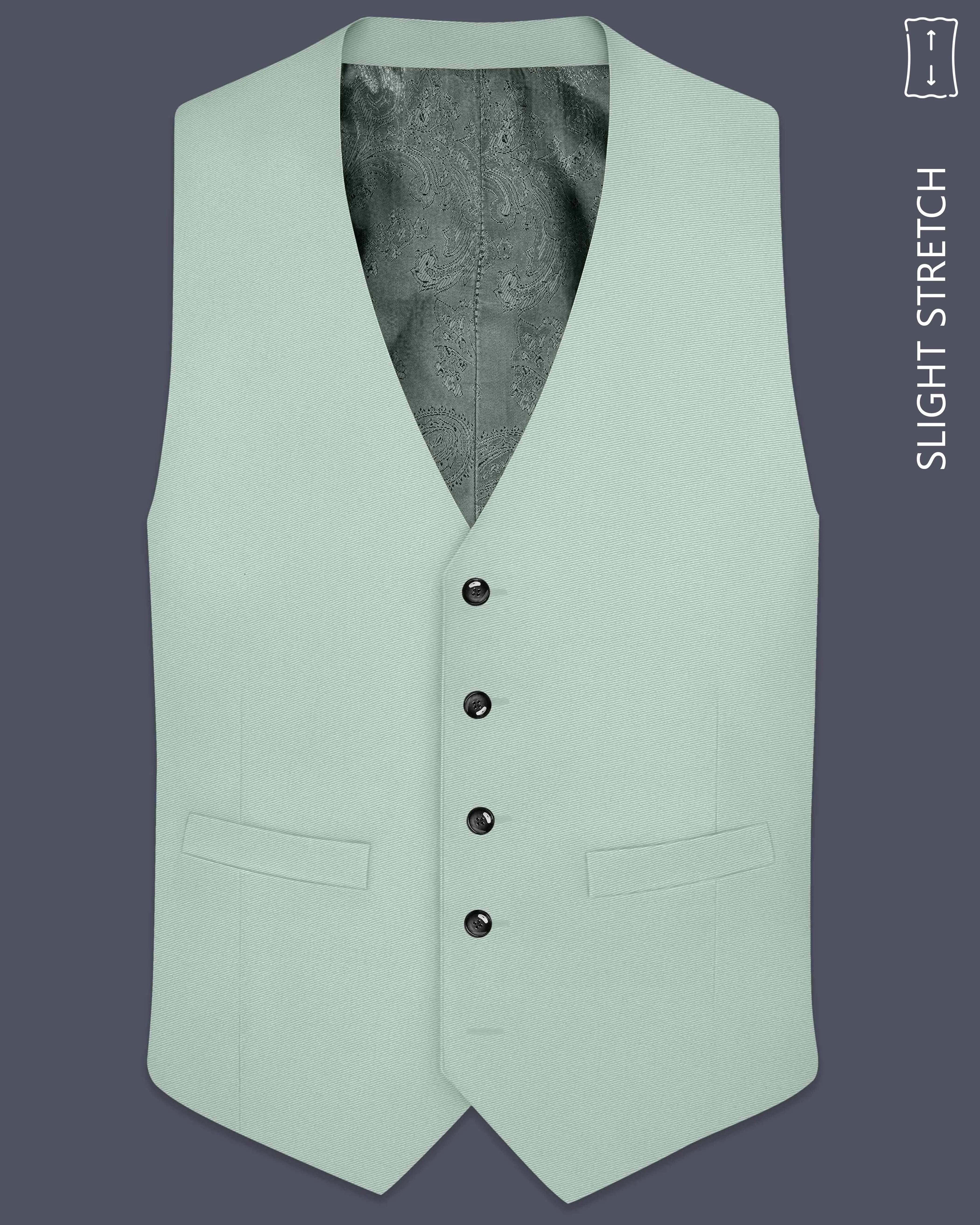 Umbra-Shadow Green Slight Stretch Subtle Sheen Poly-Viscose Waistcoat sold by French Crown