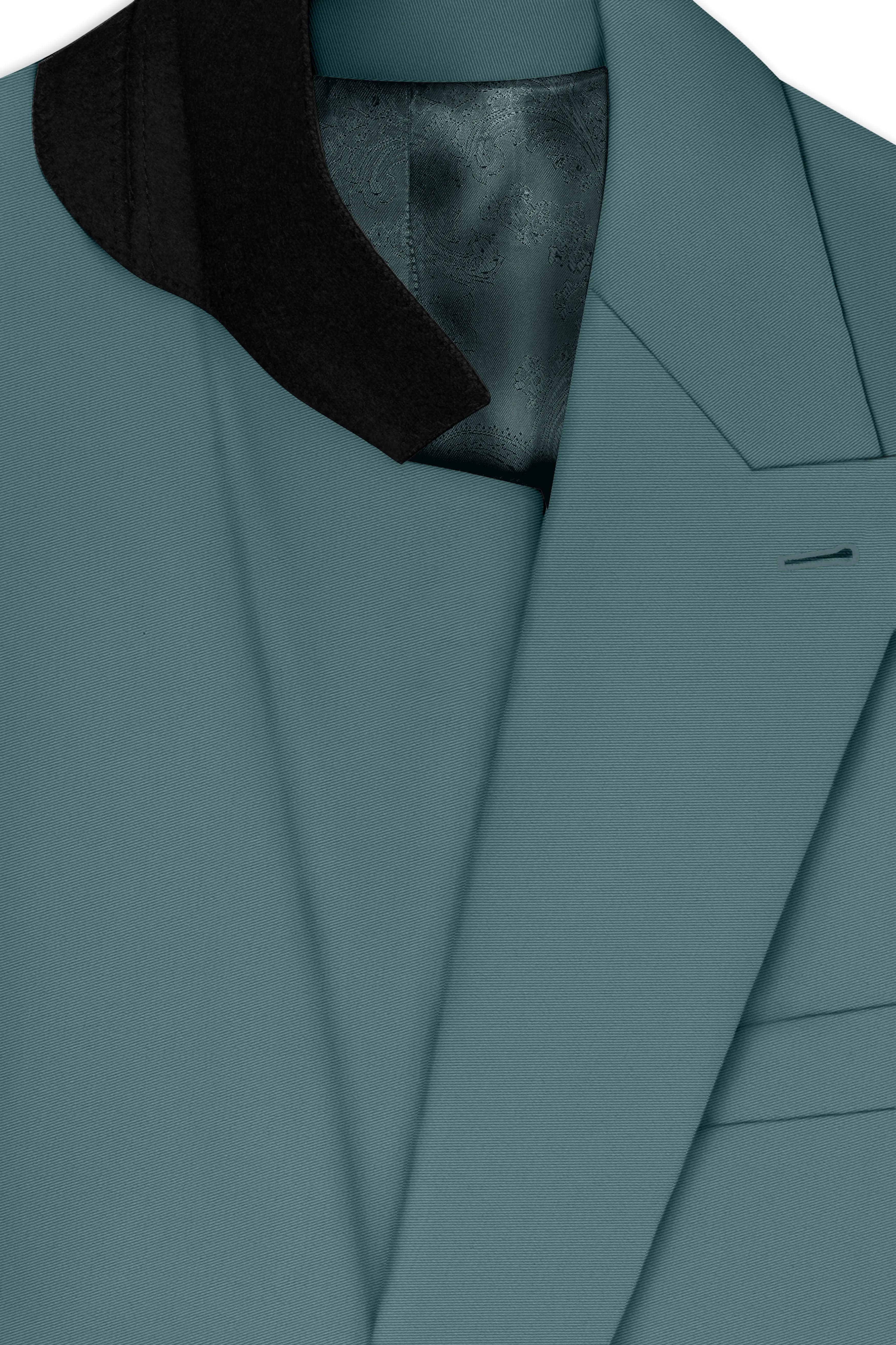 Emerald-Beetle Green Slight Stretch Subtle Sheen Poly-Viscose Double Breasted Blazer sold by French Crown product image thumbnail 4