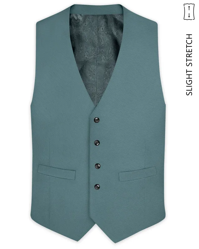 Emerald-Beetle Green Slight Stretch Subtle Sheen Poly-Viscose Waistcoat made by French Crown