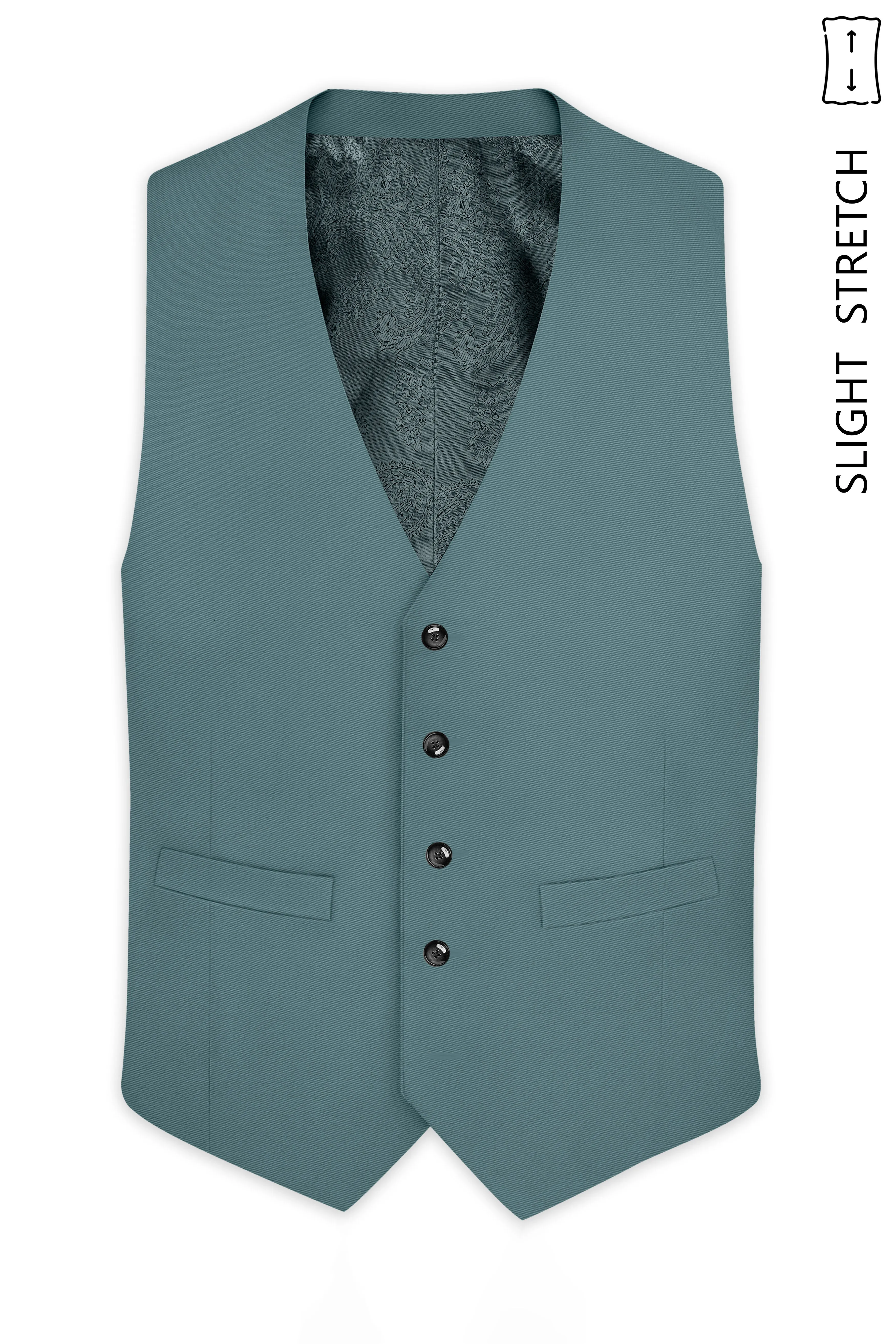 Emerald-Beetle Green Slight Stretch Subtle Sheen Poly-Viscose Waistcoat sold by French Crown product image thumbnail 2