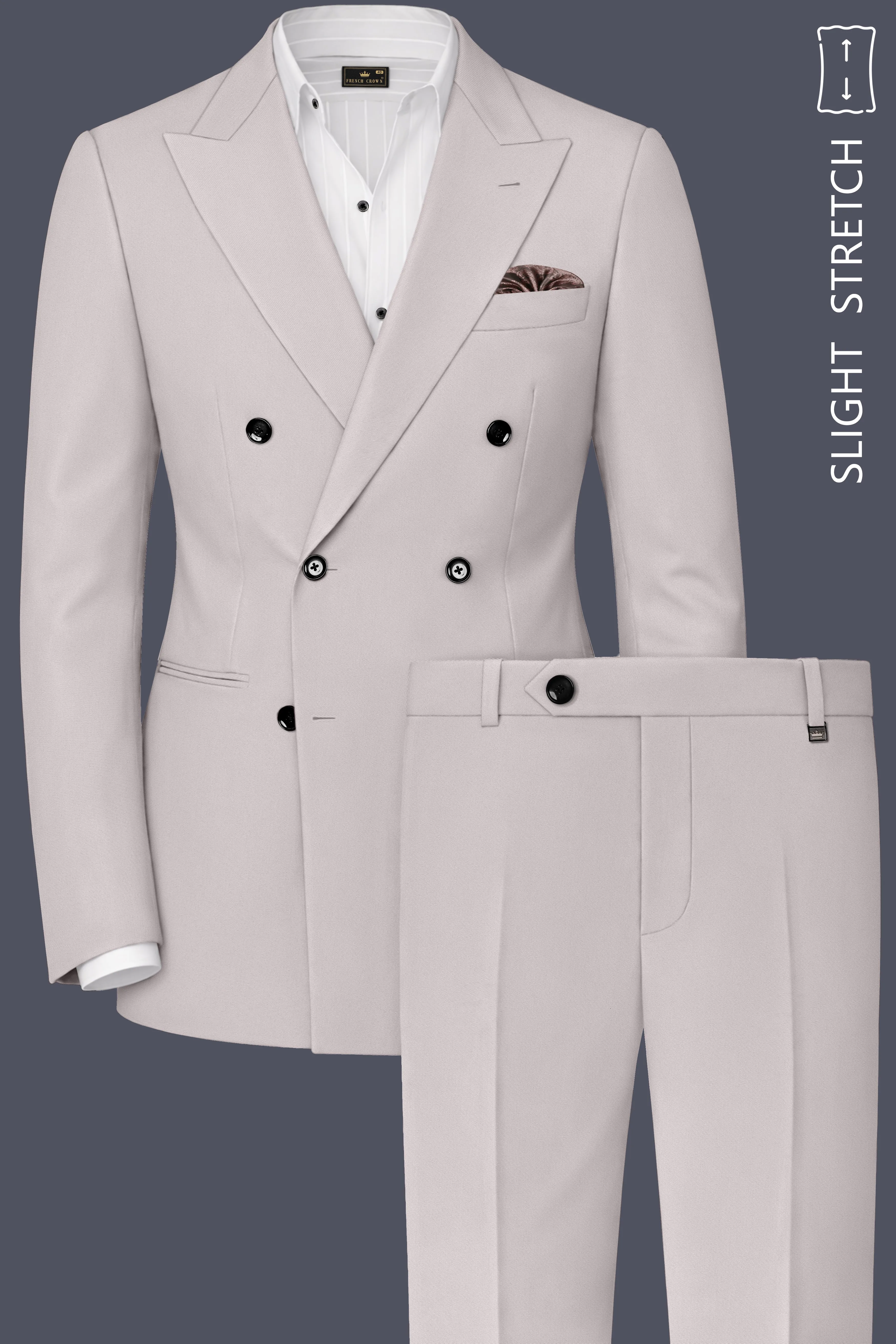 Lustre-Cloud Pink Slight Stretch Subtle Sheen Poly-Viscose Double Breasted Suit sold by French Crown product image thumbnail 2