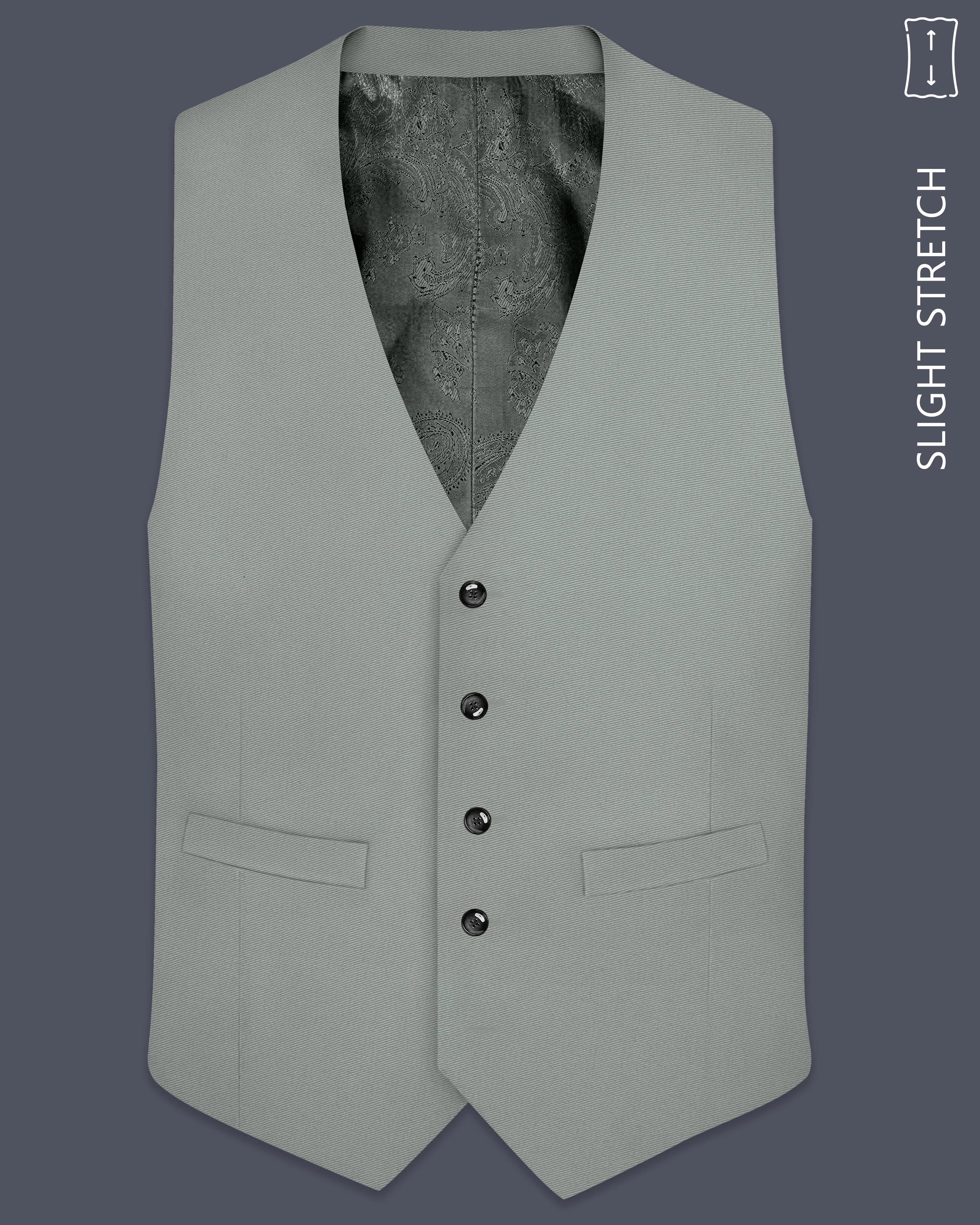 Beryl-Regent Green Slight Stretch Subtle Sheen Poly-Viscose Waistcoat sold by French Crown