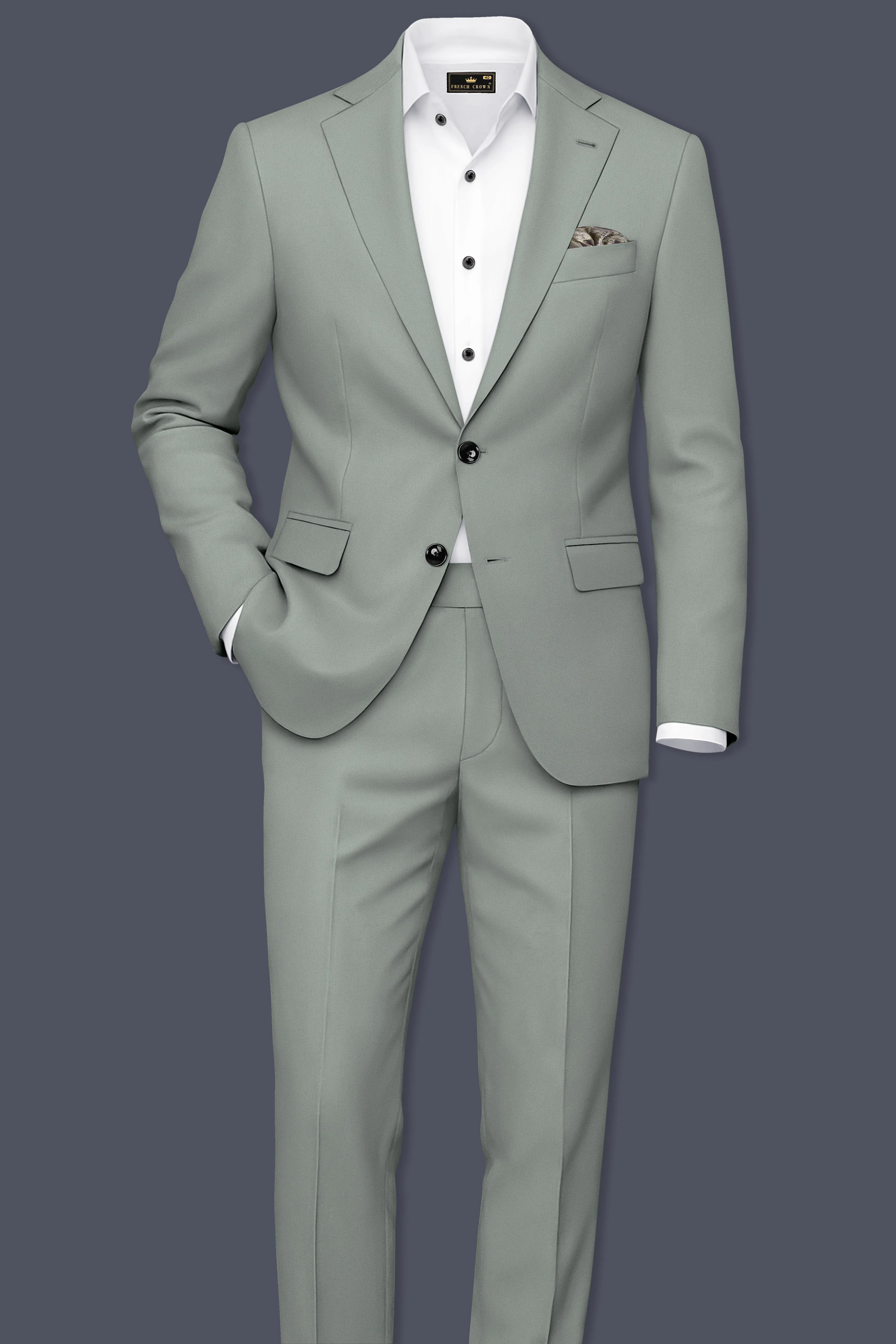 Beryl-Regent Green Slight Stretch Subtle Sheen Poly-Viscose Single Breasted Suit sold by French Crown product image thumbnail 4
