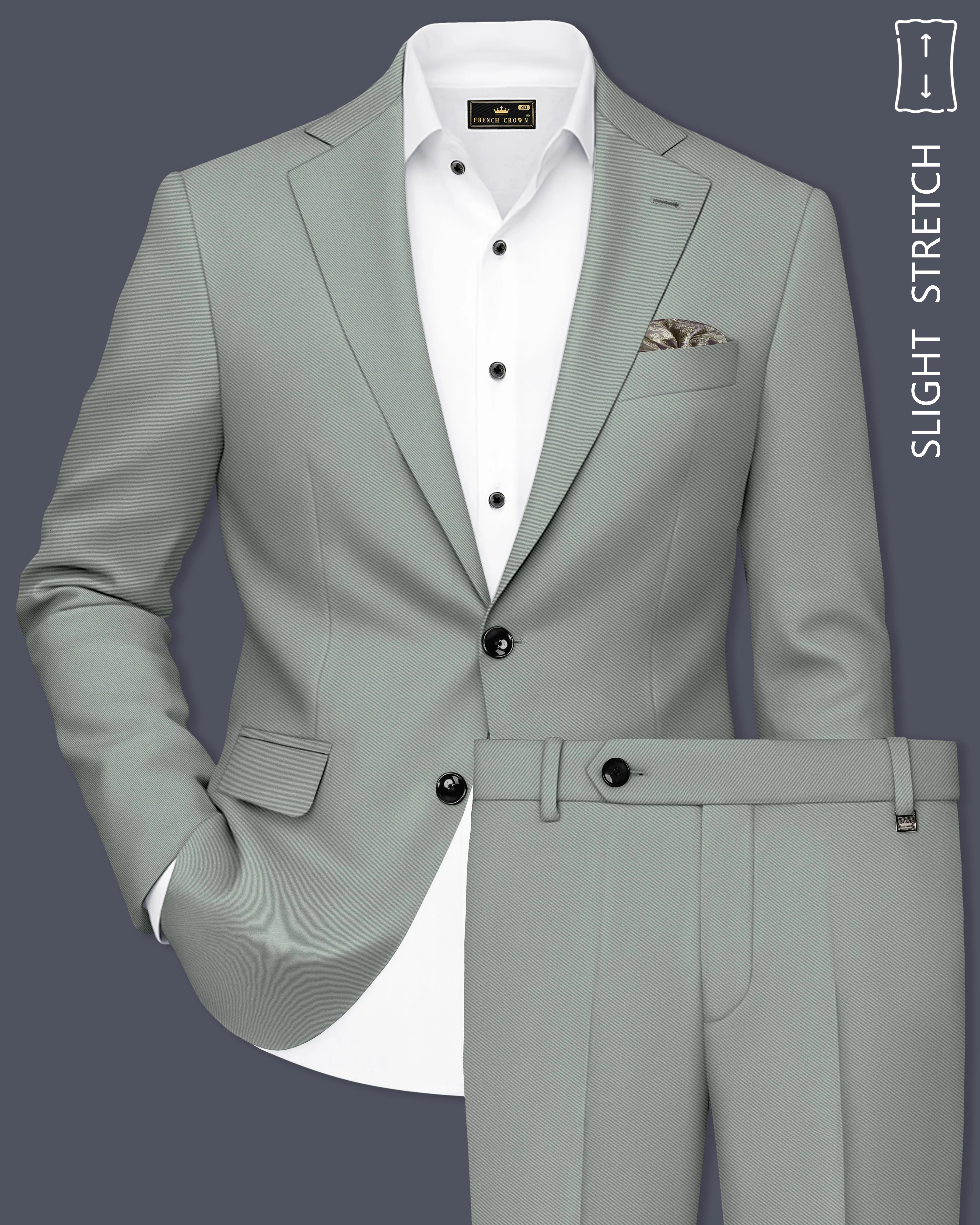 Beryl-Regent Green Slight Stretch Subtle Sheen Poly-Viscose Single Breasted Suit sold by French Crown