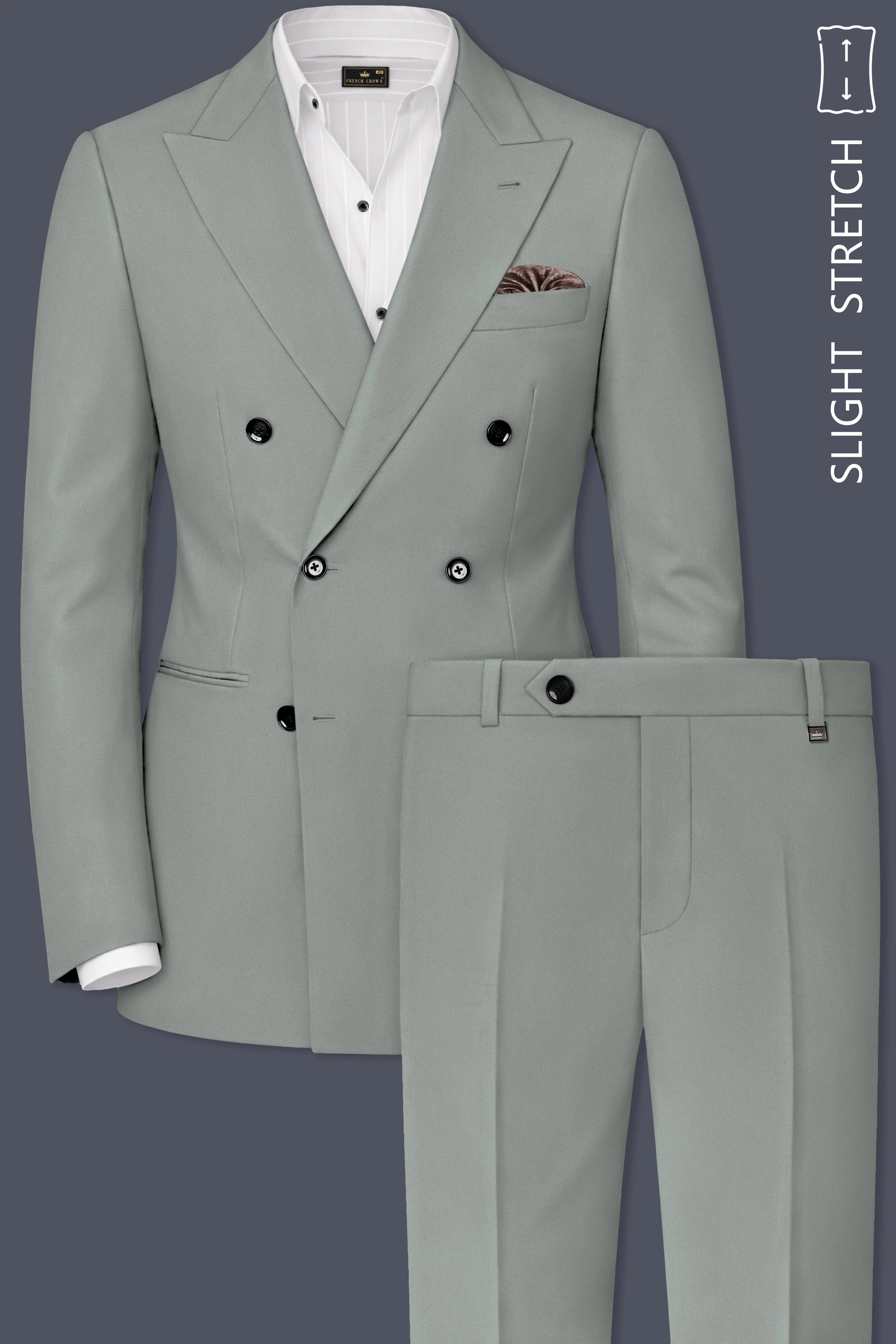 Beryl-Regent Green Slight Stretch Subtle Sheen Poly-Viscose Double Breasted Suit sold by French Crown product image thumbnail 2