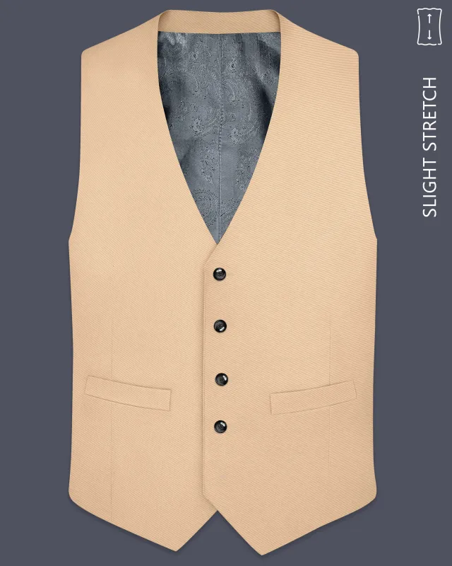 Ecru-Cashmere Cream Slight Stretch Subtle Sheen Poly-Viscose Waistcoat made by French Crown