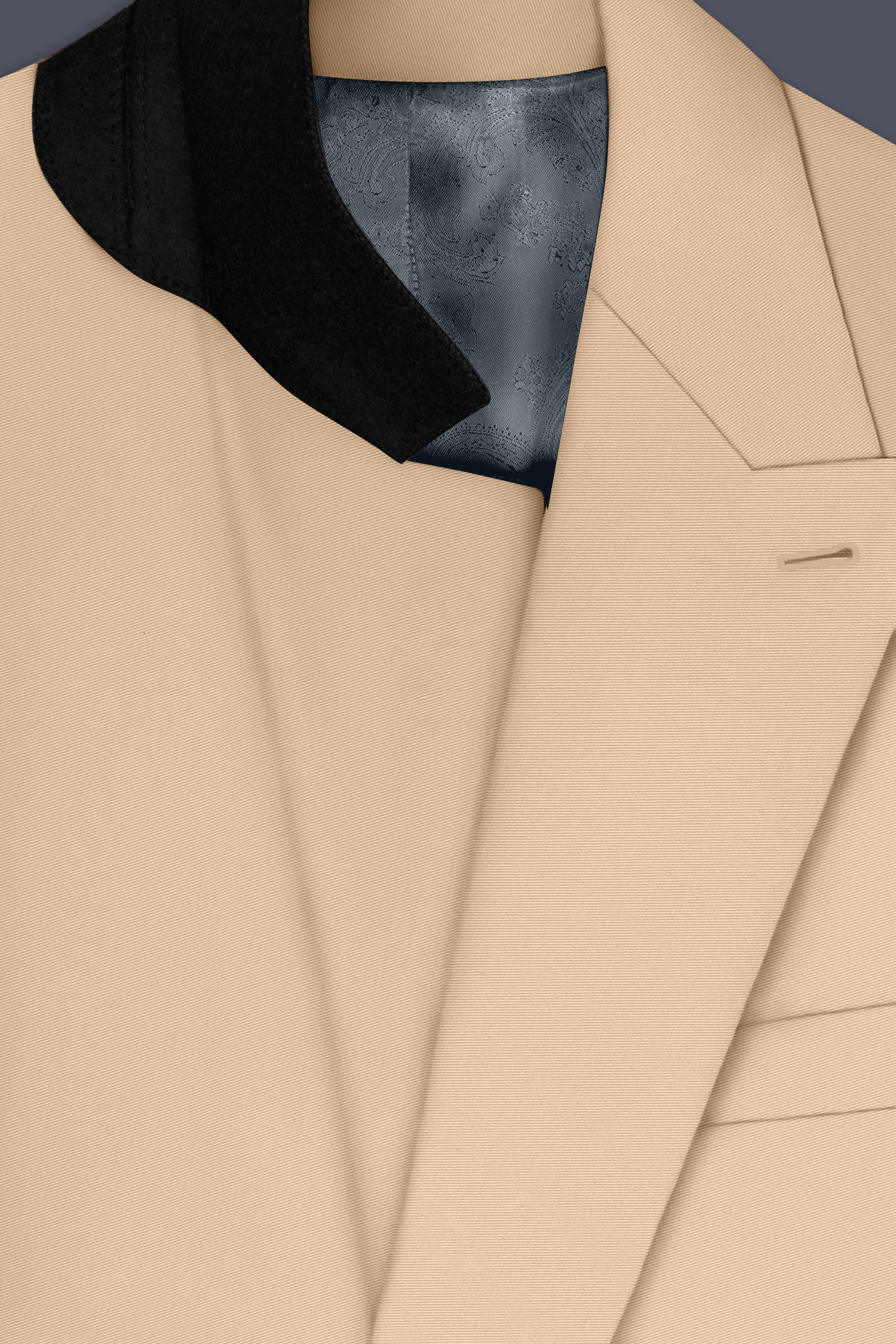 Ecru-Cashmere Cream Slight Stretch Subtle Sheen Poly-Viscose Double Breasted Blazer sold by French Crown product image thumbnail 4
