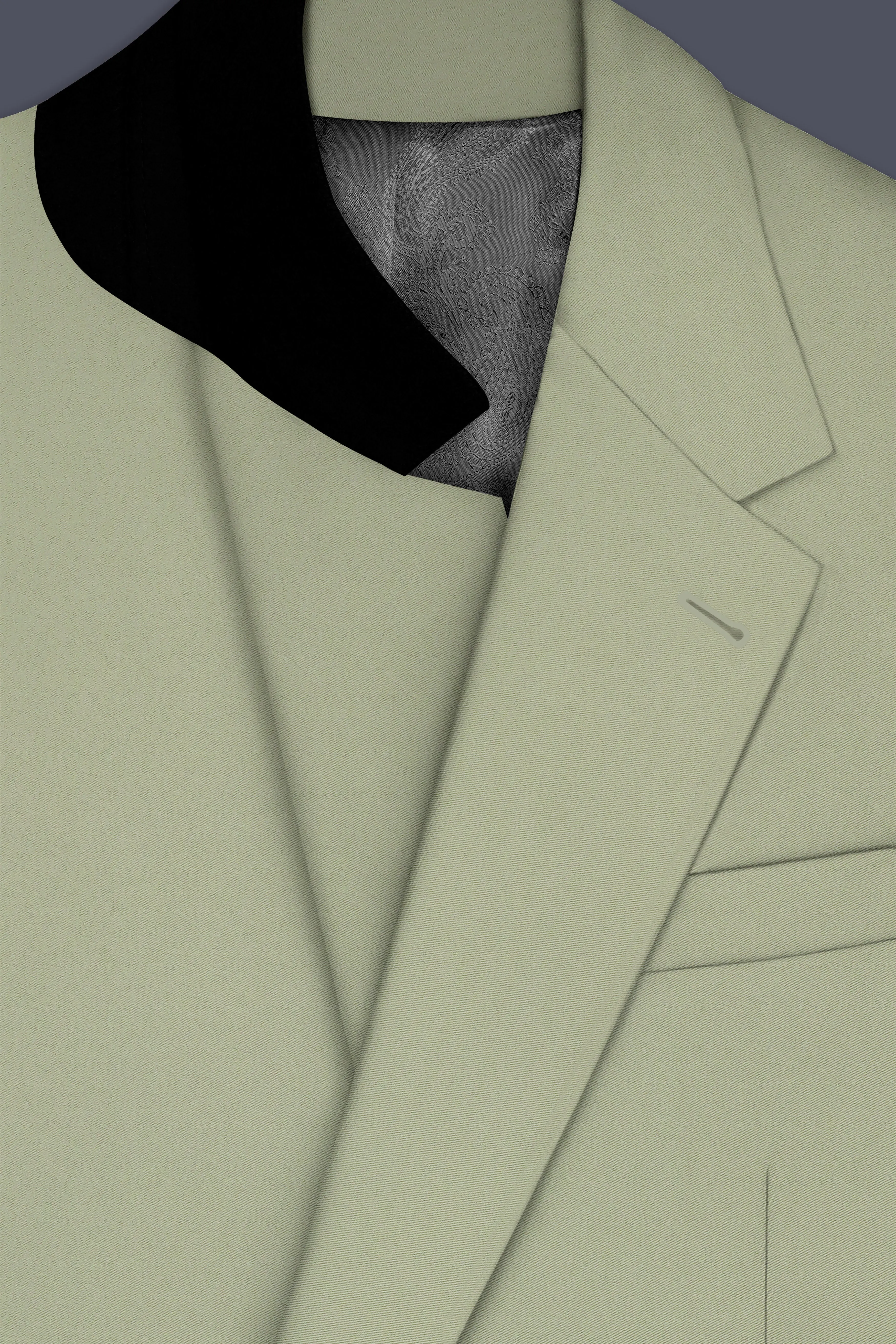 Verdan-Sage Green Slight Stretch Subtle Sheen Poly-Viscose Single Breasted Blazer sold by French Crown product image thumbnail 4