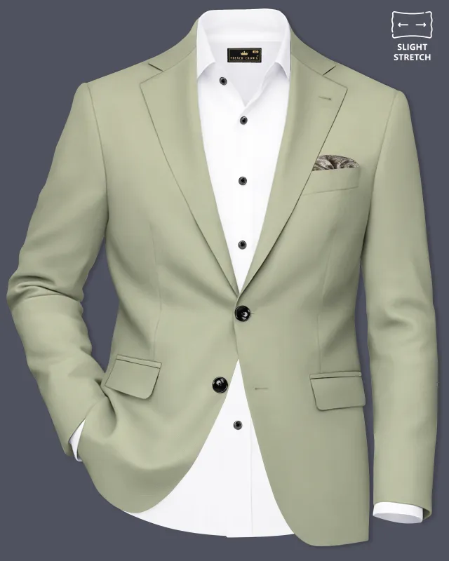 Verdan-Sage Green Slight Stretch Subtle Sheen Poly-Viscose Single Breasted Blazer made by French Crown