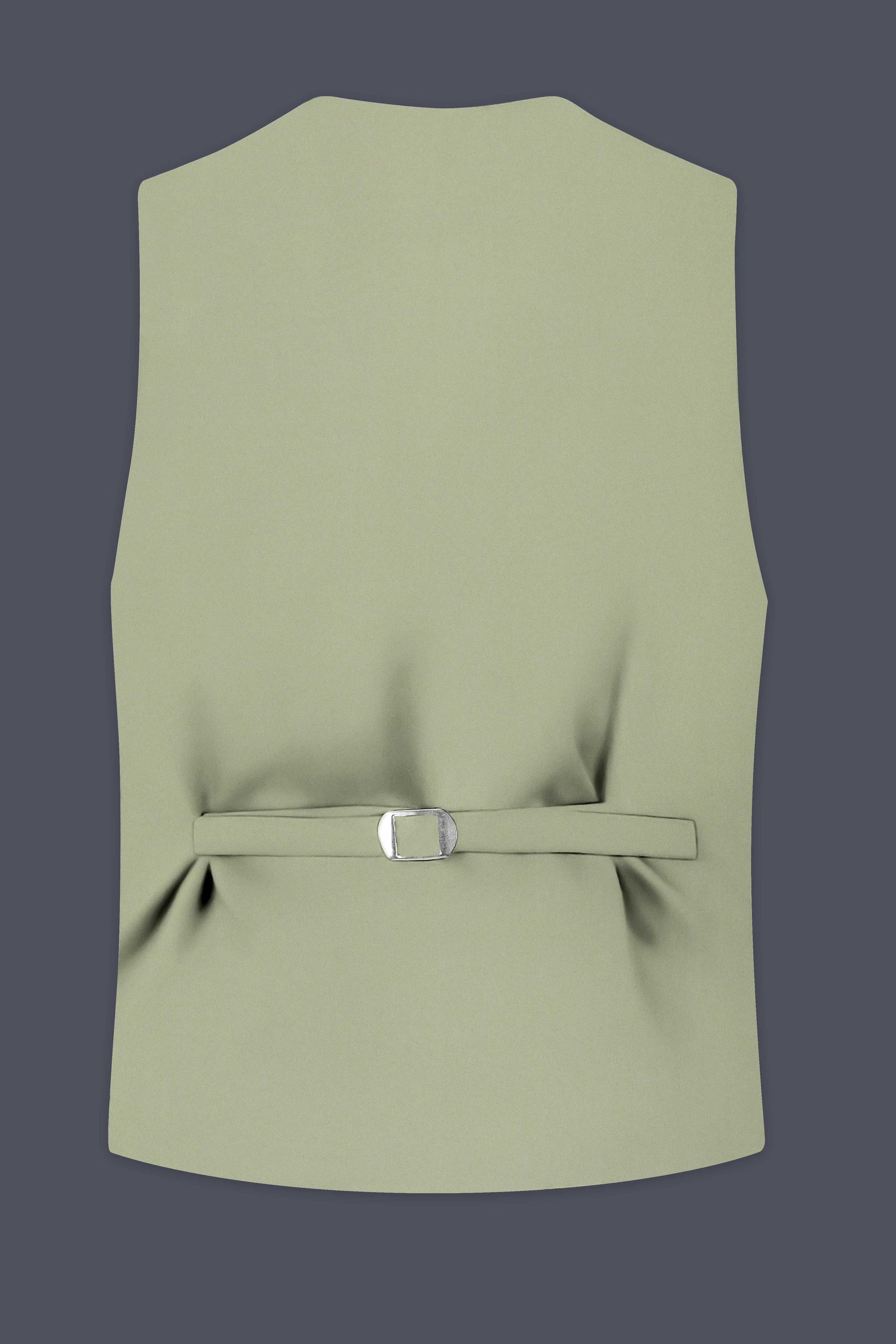 Verdan-Sage Green Slight Stretch Subtle Sheen Poly-Viscose Waistcoat sold by French Crown product image thumbnail 4