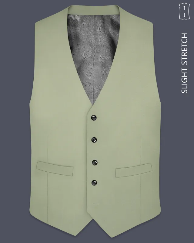 Verdan-Sage Green Slight Stretch Subtle Sheen Poly-Viscose Waistcoat made by French Crown