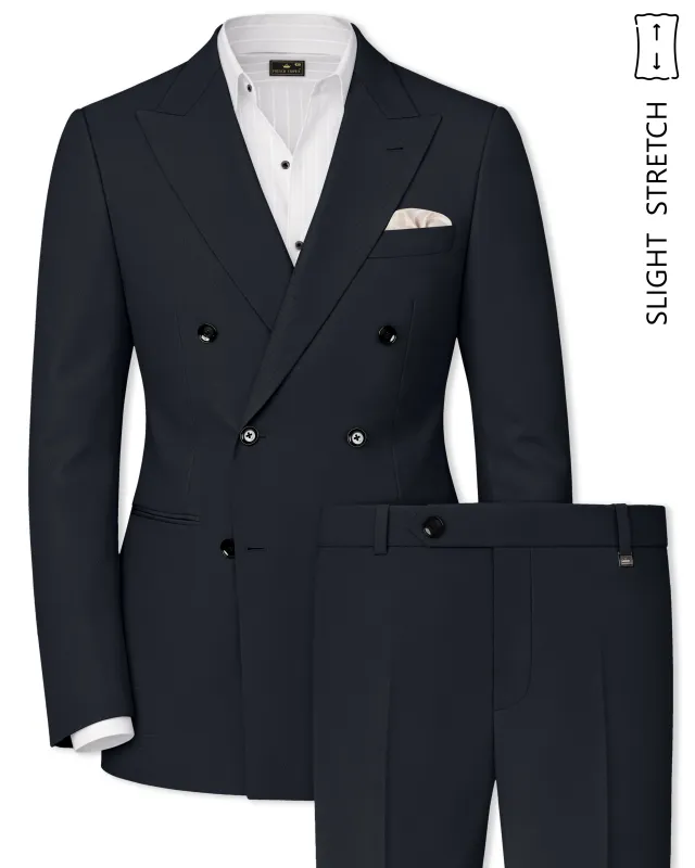 Sterling-Piano Gray Slight Stretch Subtle Sheen Poly-Viscose Double Breasted Suit made by French Crown