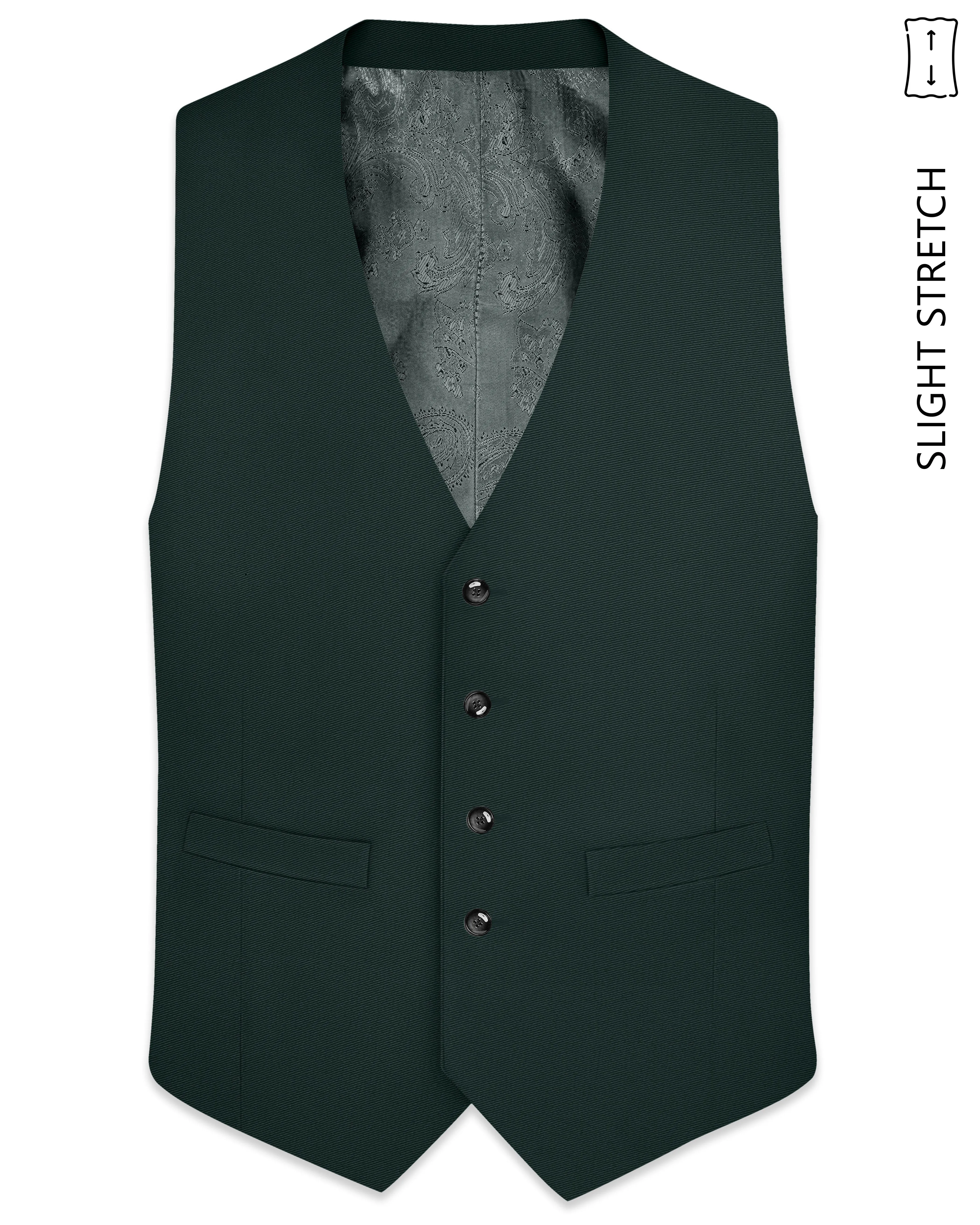 Viridian-Gable Green Slight Stretch Subtle Sheen Poly-Viscose Waistcoat sold by French Crown