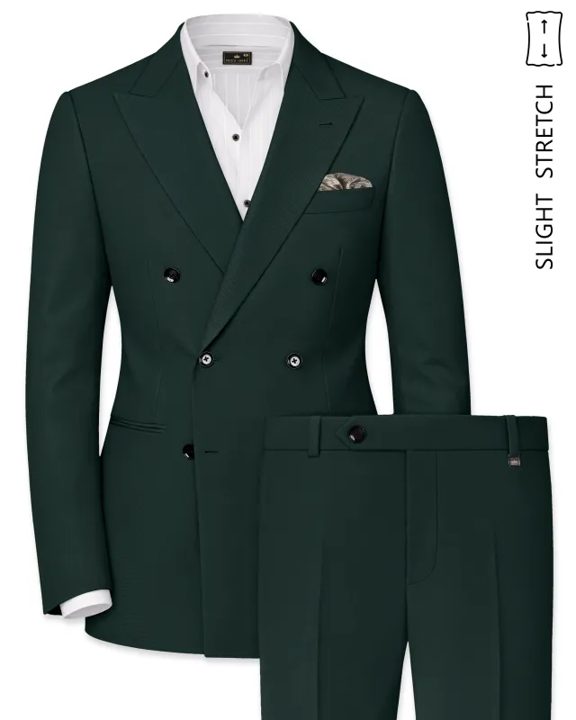 Viridian-Gable Green Slight Stretch Subtle Sheen Poly-Viscose Double Breasted Suit made by French Crown