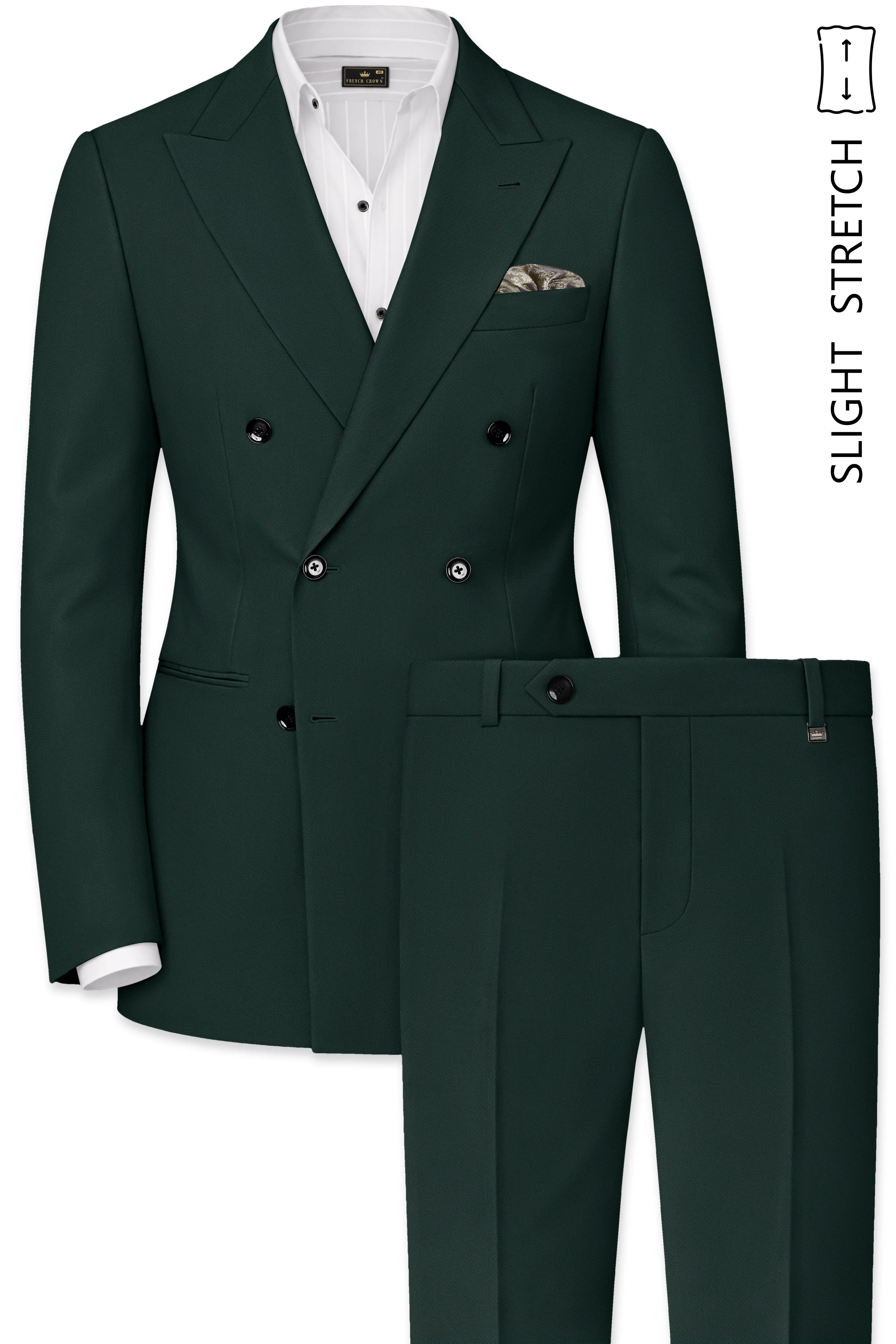 Viridian-Gable Green Slight Stretch Subtle Sheen Poly-Viscose Double Breasted Suit sold by French Crown product image thumbnail 2