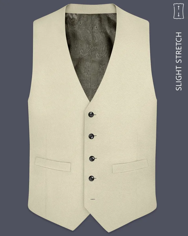Ivory-Sisal Cream Slight Stretch Subtle Sheen Poly-Viscose Waistcoat made by French Crown