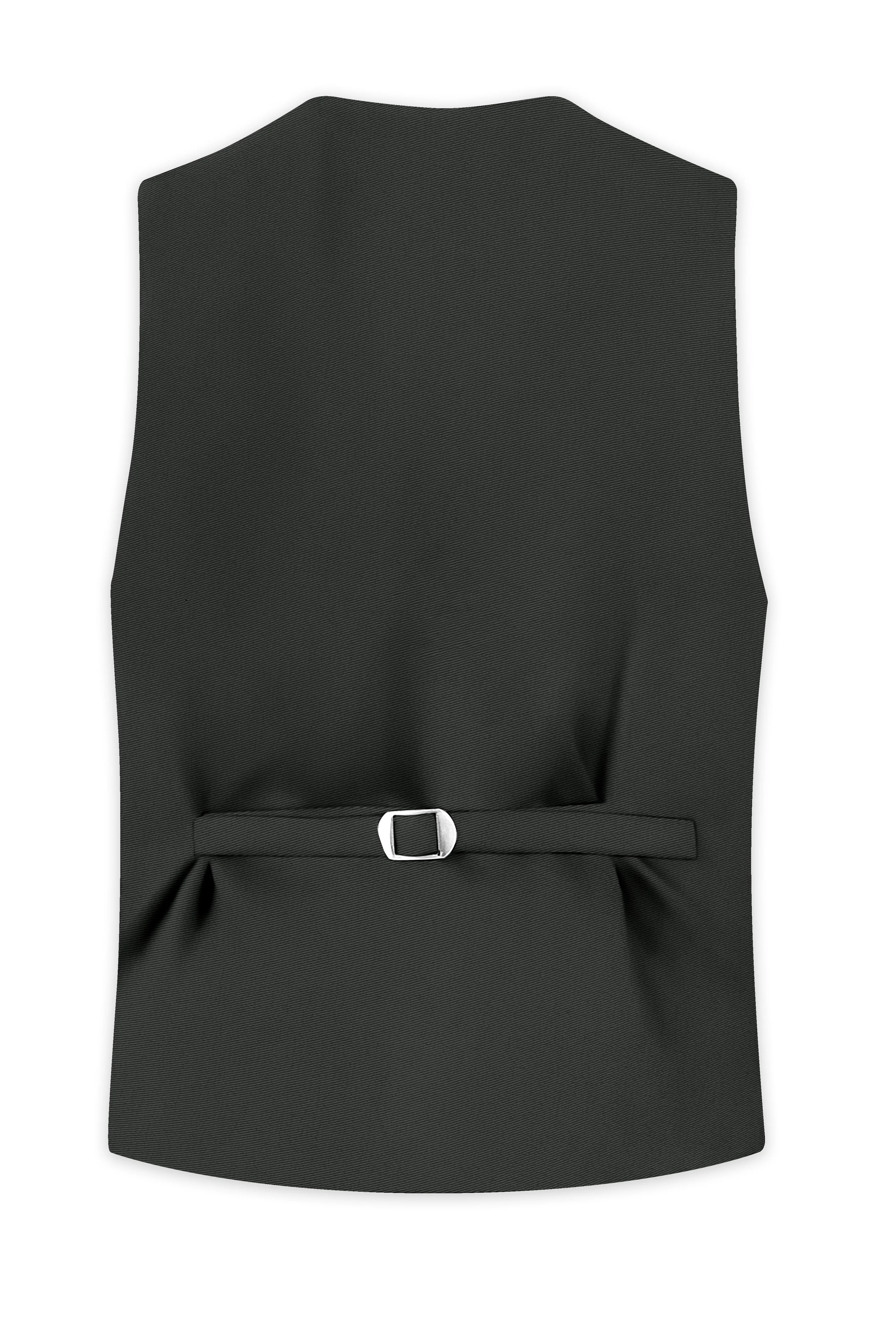 Emeron-Seaweed Green Slight Stretch Subtle Sheen Poly-Viscose Waistcoat sold by French Crown product image thumbnail 4