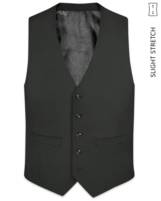Emeron-Seaweed Green Slight Stretch Subtle Sheen Poly-Viscose Waistcoat made by French Crown