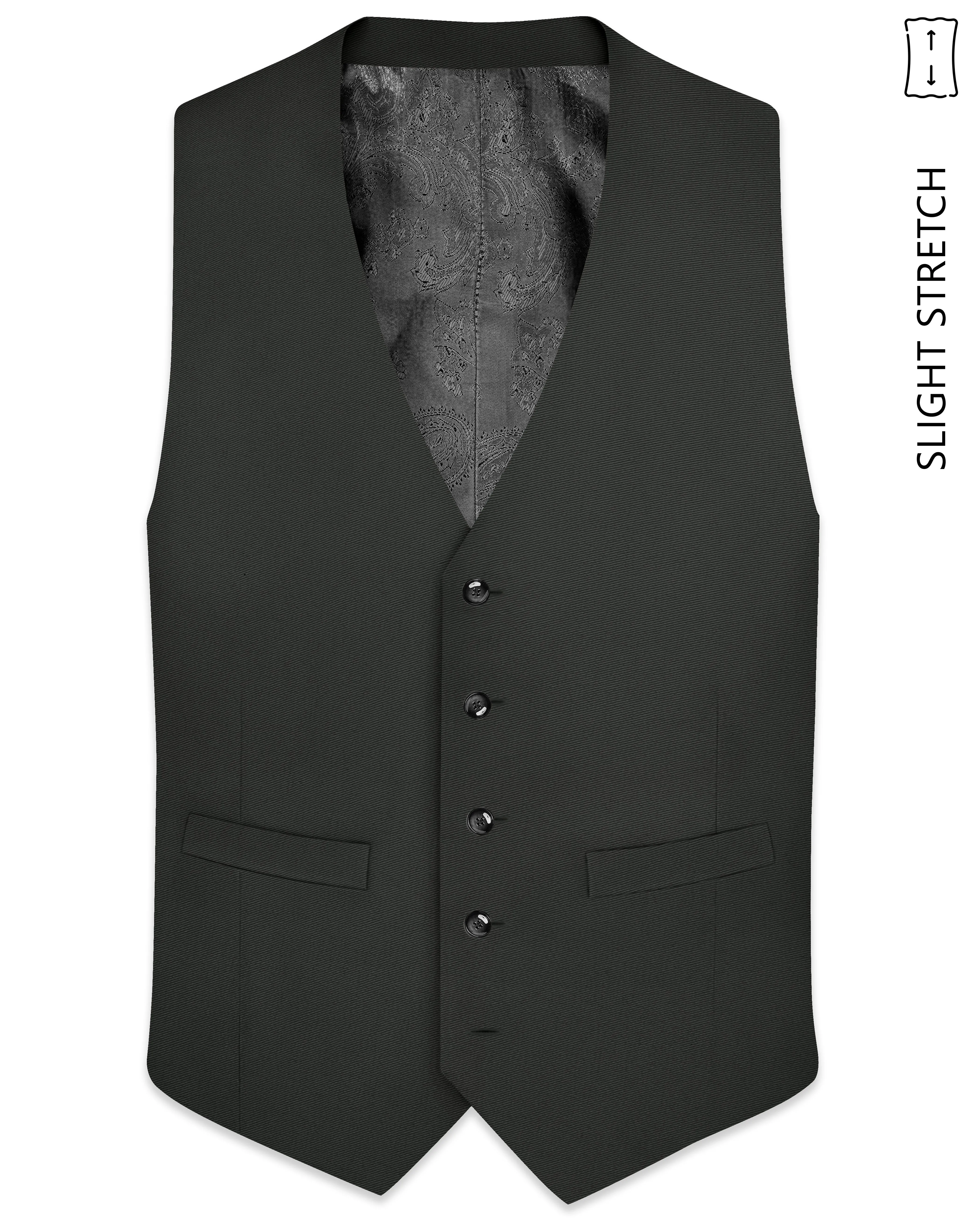 Emeron-Seaweed Green Slight Stretch Subtle Sheen Poly-Viscose Waistcoat sold by French Crown