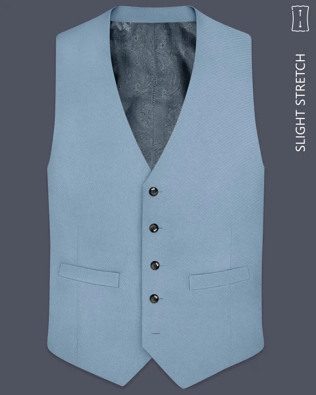 Velcian-Lynch Blue Slight Stretch Subtle Sheen Poly-Viscose Waistcoat made by French Crown