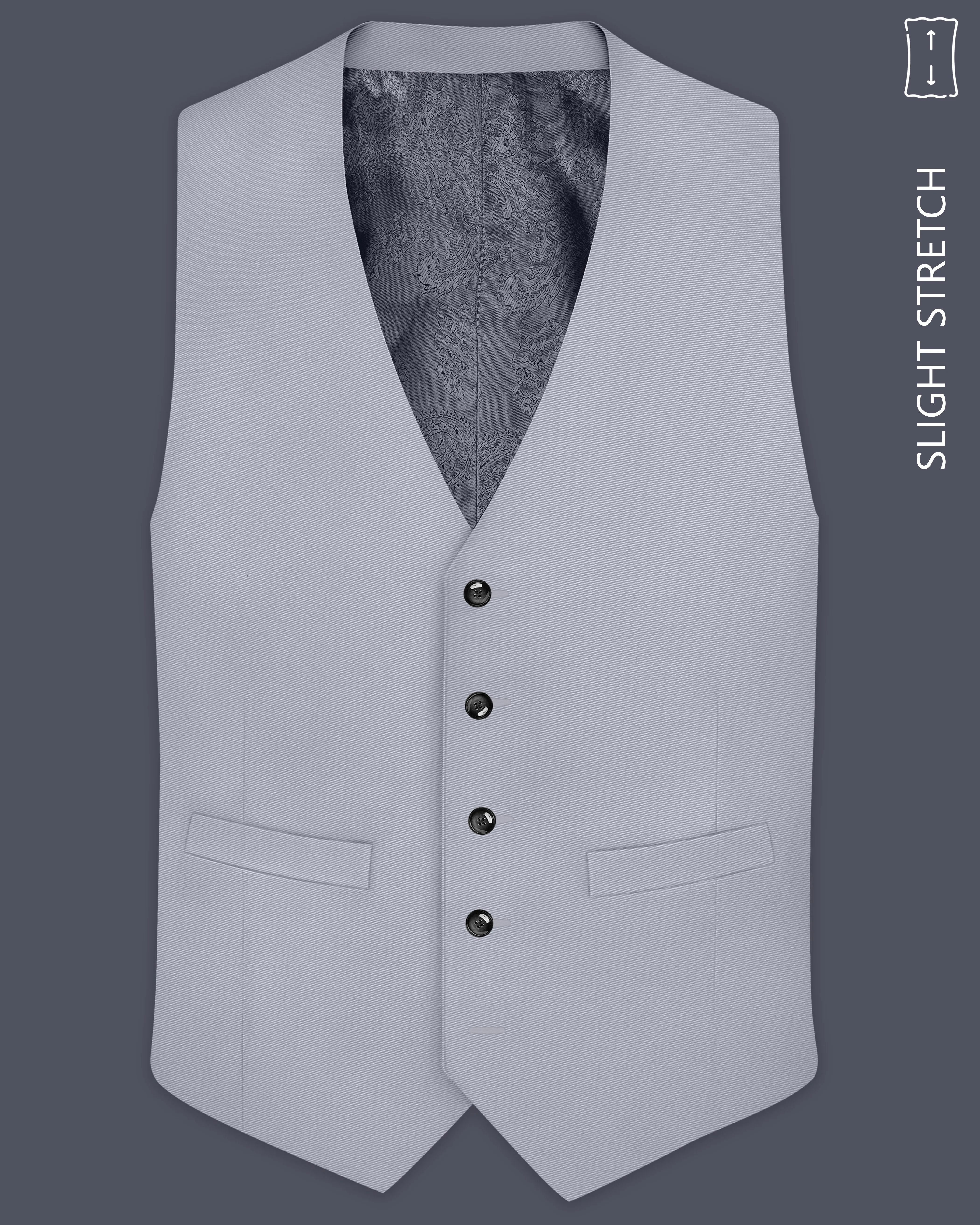 Ashvaro-Manatee Gray Slight Stretch Subtle Sheen Poly-Viscose Waistcoat sold by French Crown