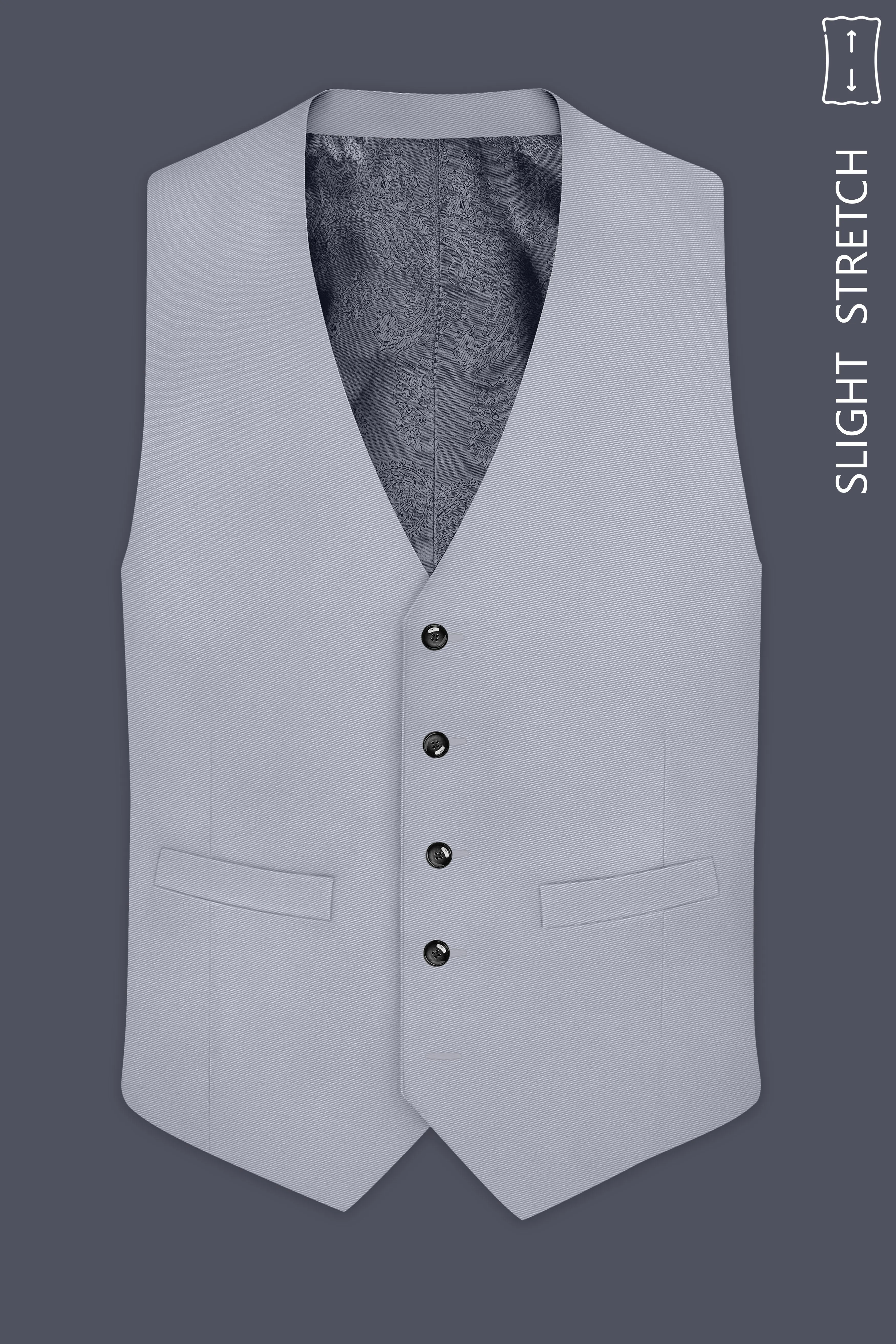 Ashvaro-Manatee Gray Slight Stretch Subtle Sheen Poly-Viscose Waistcoat sold by French Crown product image thumbnail 2