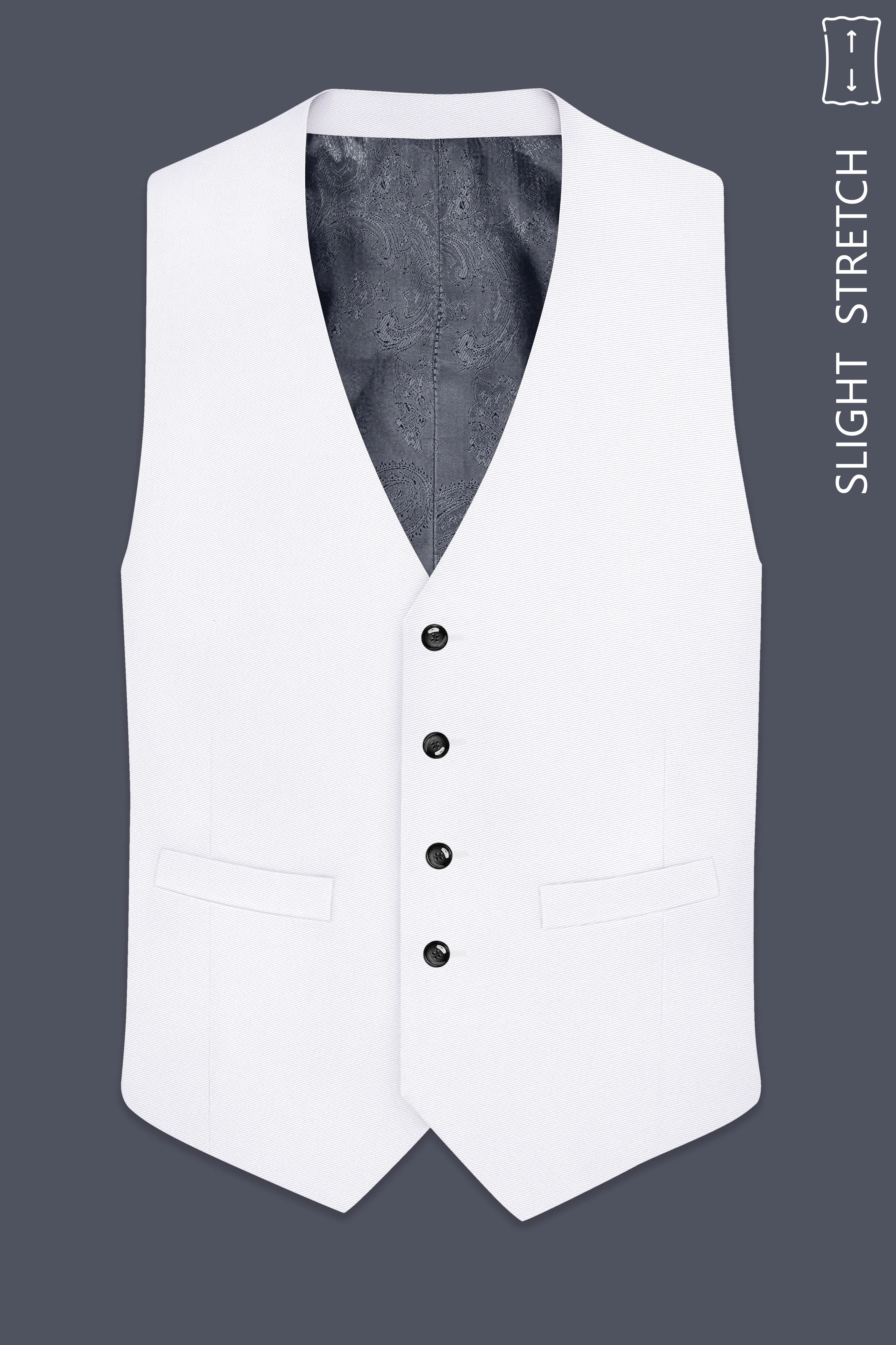 Aurello-Bright White Slight Stretch Subtle Sheen Poly-Viscose Waistcoat sold by French Crown product image thumbnail 2