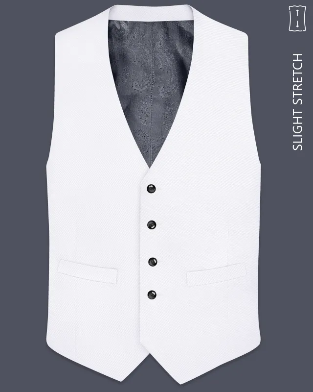 Aurello-Bright White Slight Stretch Subtle Sheen Poly-Viscose Waistcoat made by French Crown