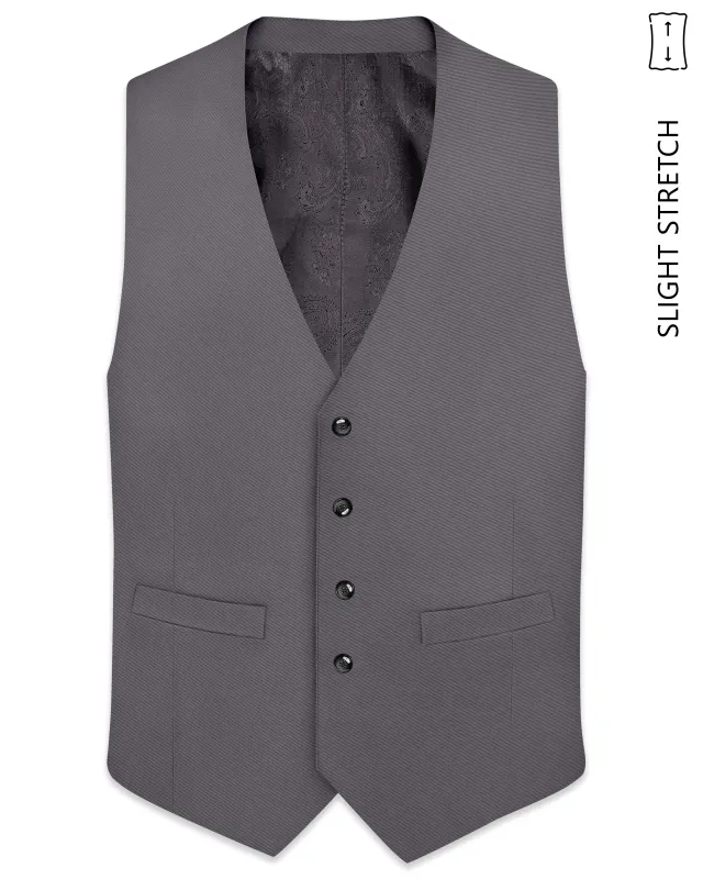 Veltrix-Fuscous Gray Slight Stretch Subtle Sheen Poly-Viscose Waistcoat made by French Crown