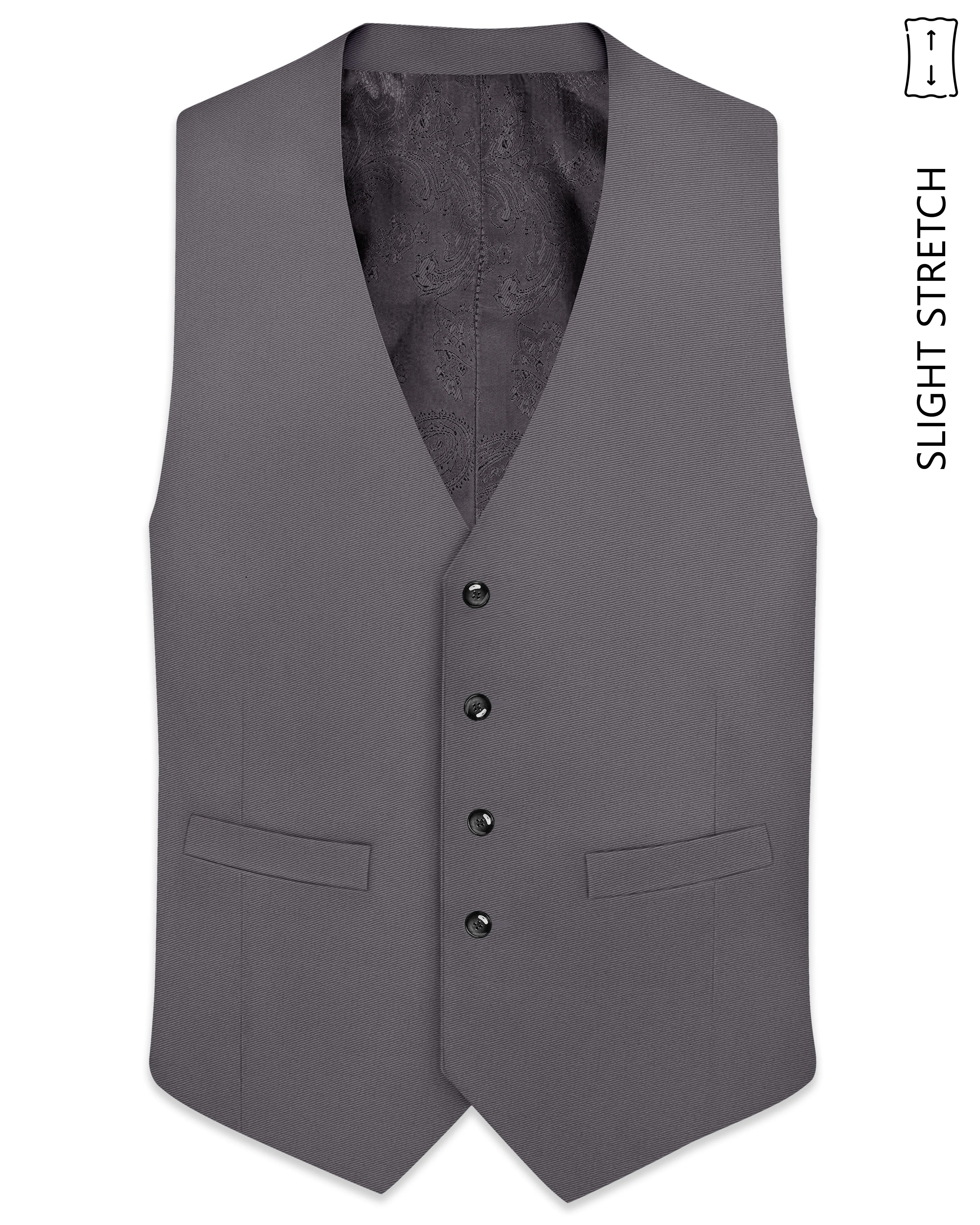 Veltrix-Fuscous Gray Slight Stretch Subtle Sheen Poly-Viscose Waistcoat sold by French Crown