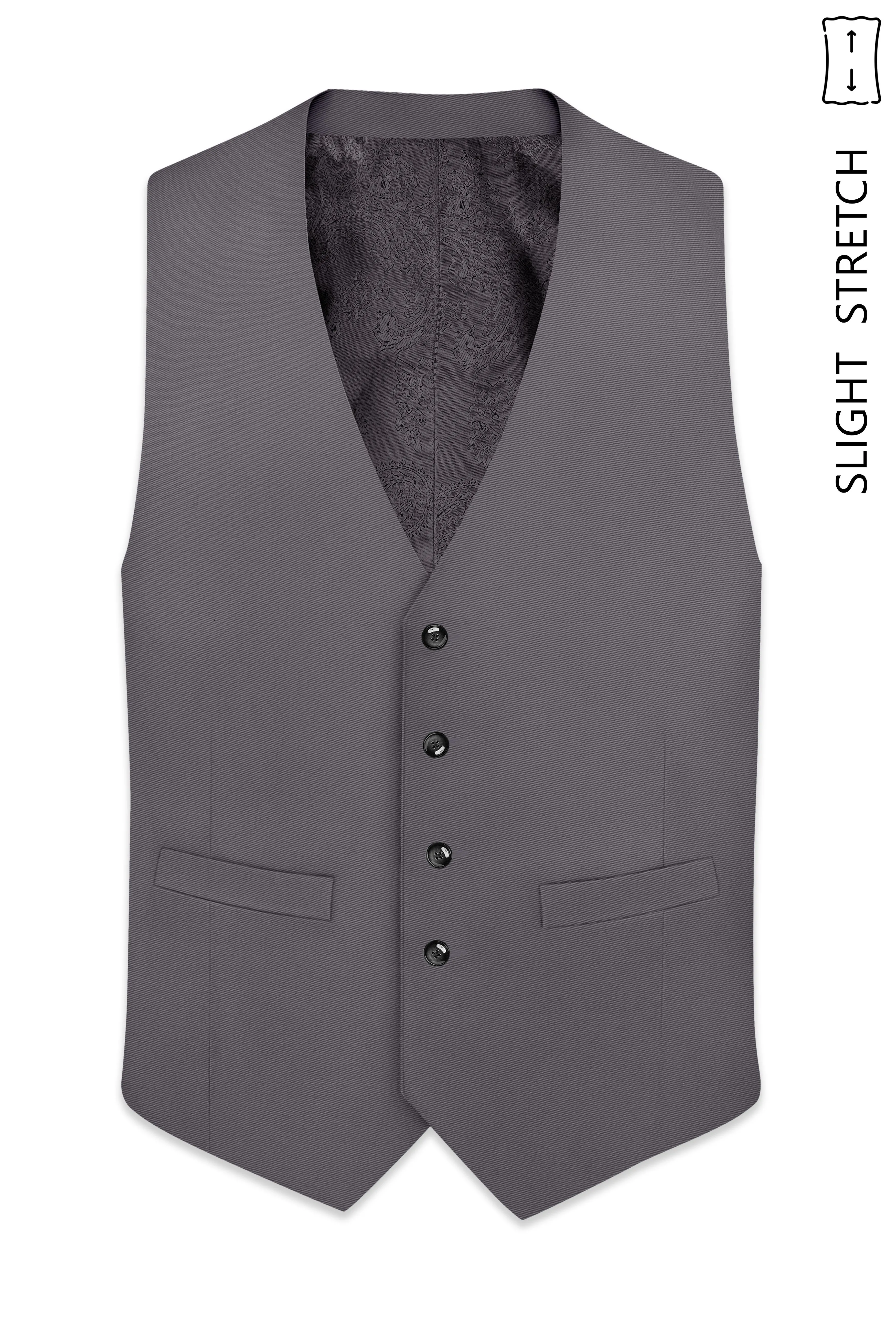 Veltrix-Fuscous Gray Slight Stretch Subtle Sheen Poly-Viscose Waistcoat sold by French Crown product image thumbnail 2