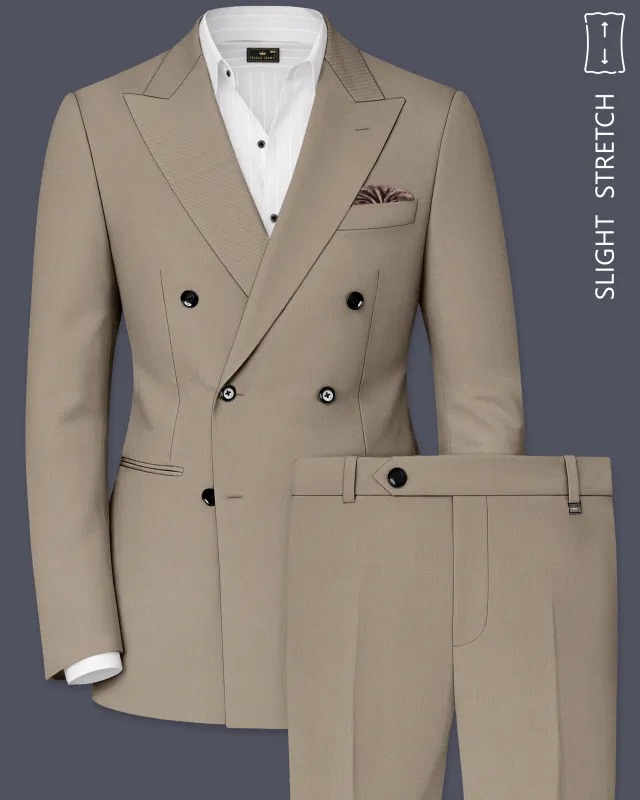 Umber-Stonewall Brown Wool Rich Slight Stretch Double Breasted Suit made by French Crown