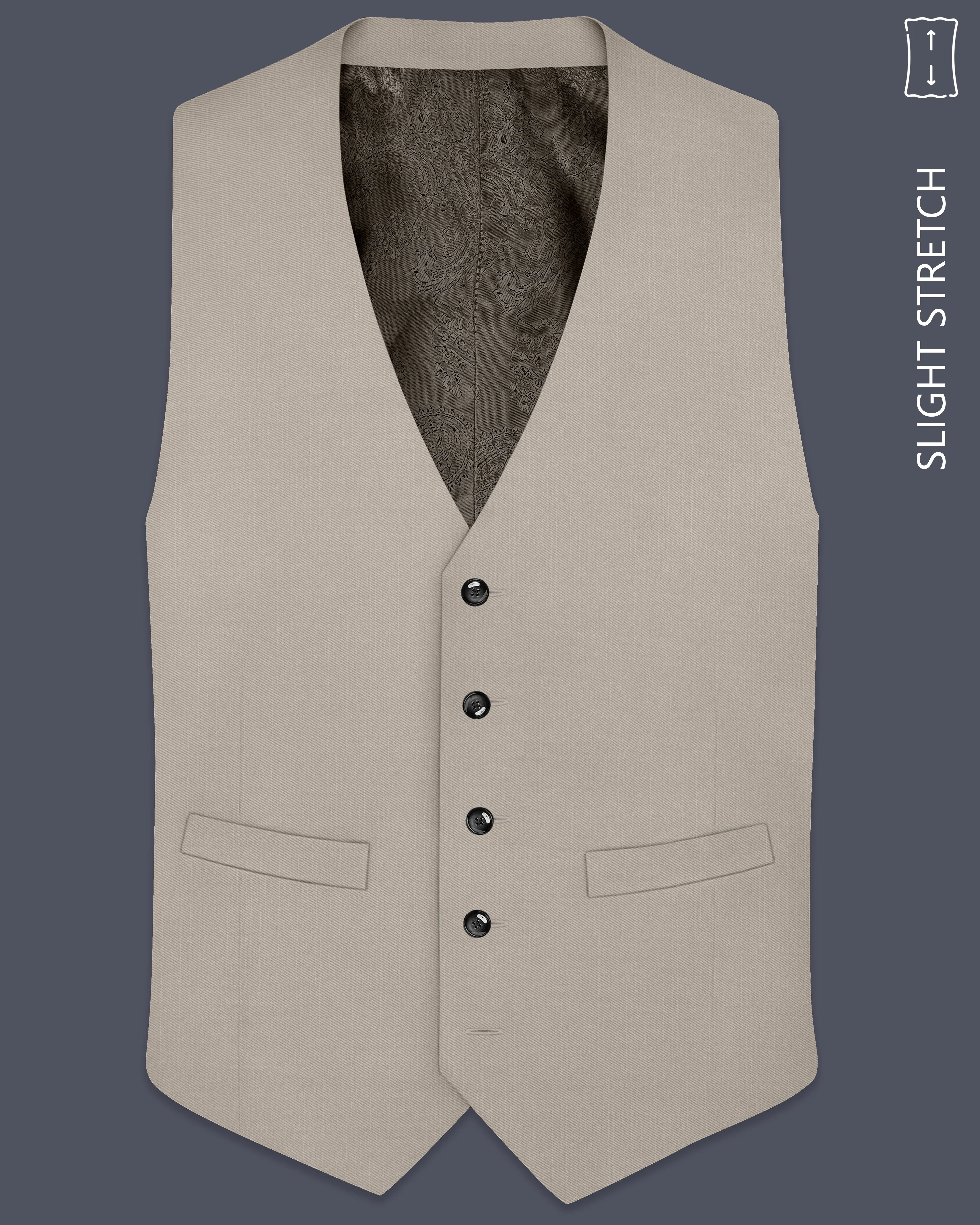 Sterling-Martini Cream Wool Rich Slight Stretch Waistcoat sold by French Crown