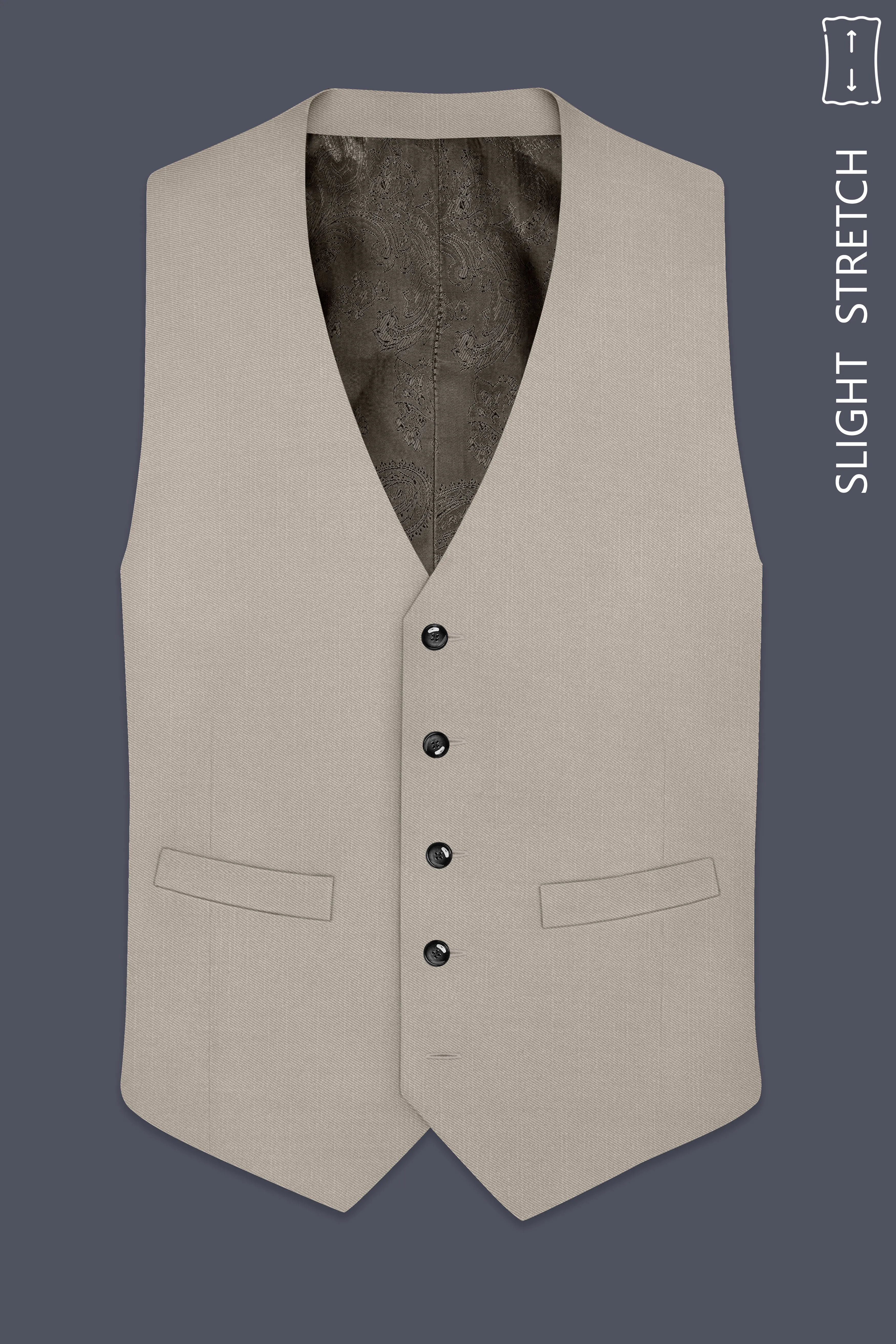 Sterling-Martini Cream Wool Rich Slight Stretch Waistcoat sold by French Crown product image thumbnail 2