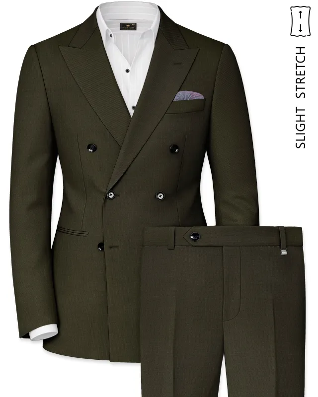 Mossley-Rangoon Green Wool Rich Slight Stretch Double Breasted Suit made by French Crown
