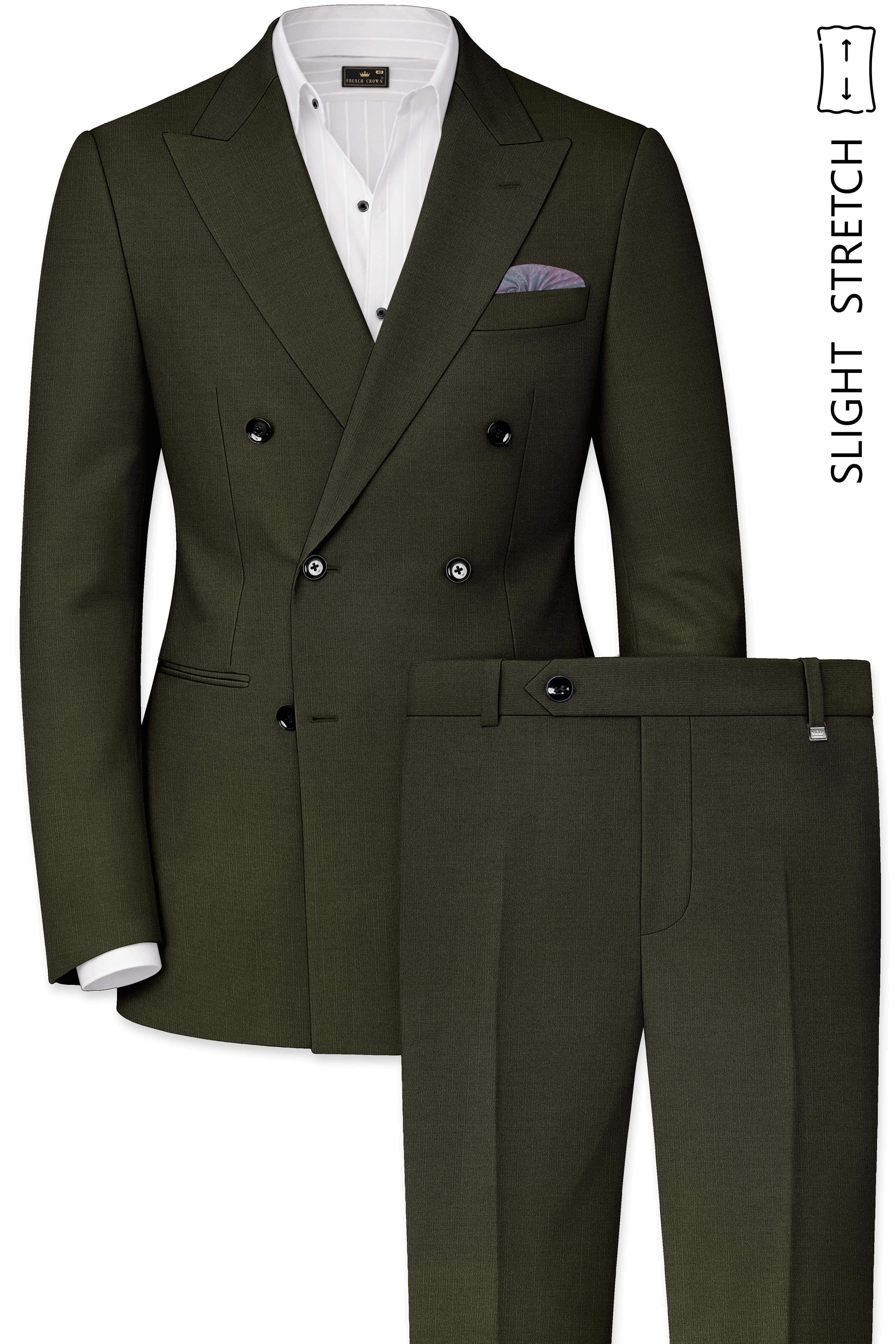 Mossley-Rangoon Green Wool Rich Slight Stretch Double Breasted Suit sold by French Crown product image thumbnail 2