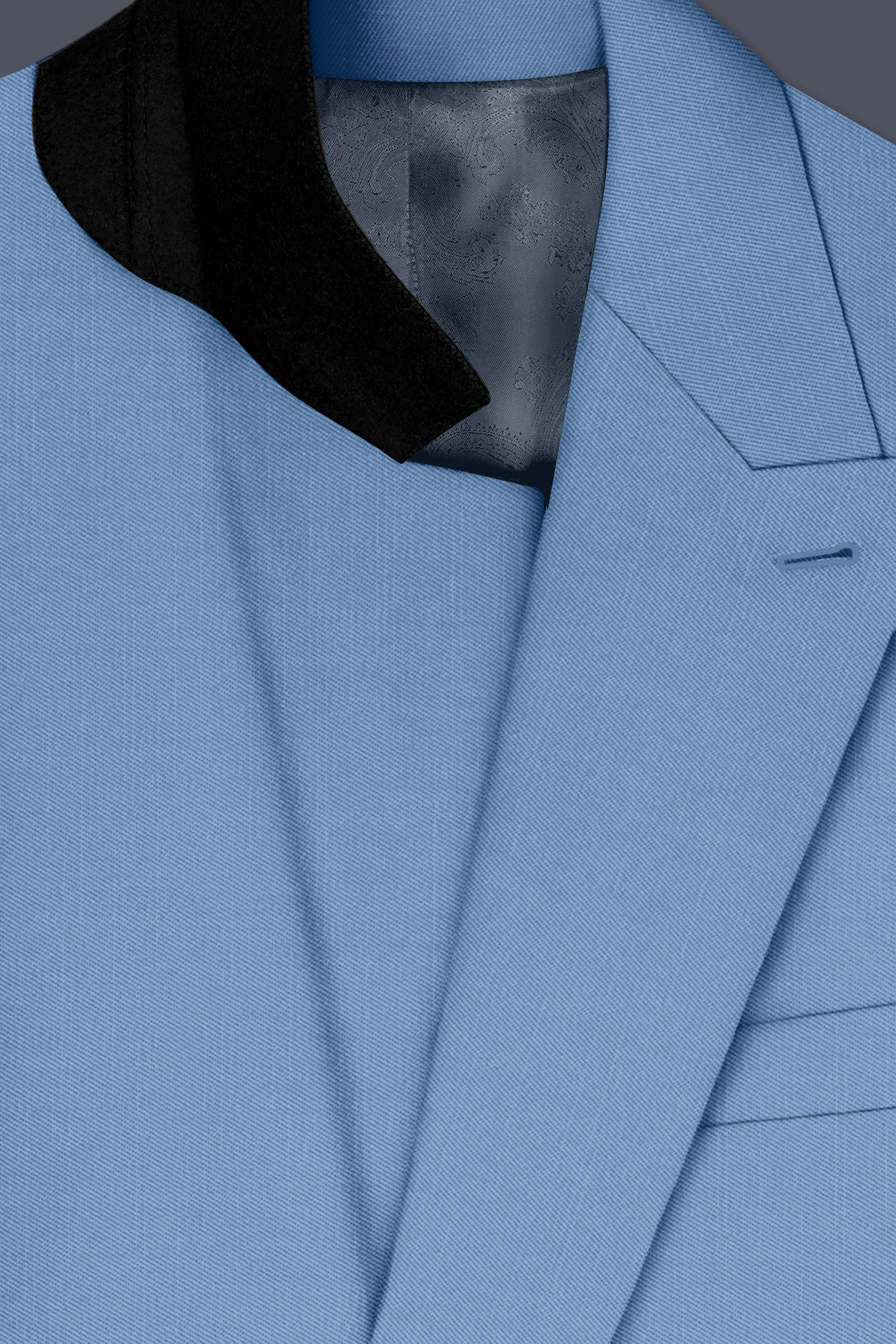 Azure-Glaucous Blue Wool Rich Slight Stretch Double Breasted Suit sold by French Crown product image thumbnail 5